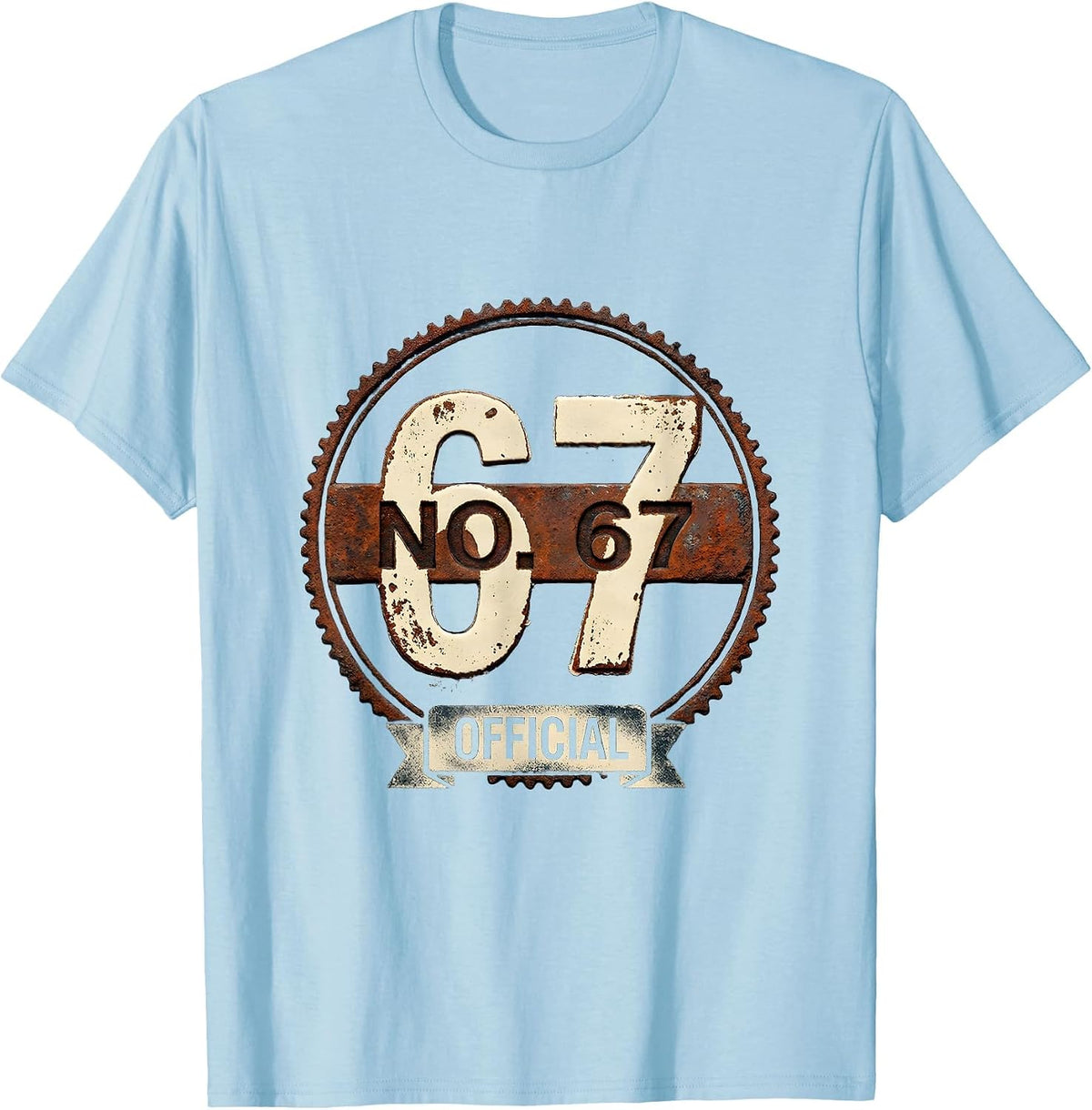 Men's NO 67 OFFICIAL Rubber Stamp Sports Jersey Number Birthday T-Shirt - Baby Blue