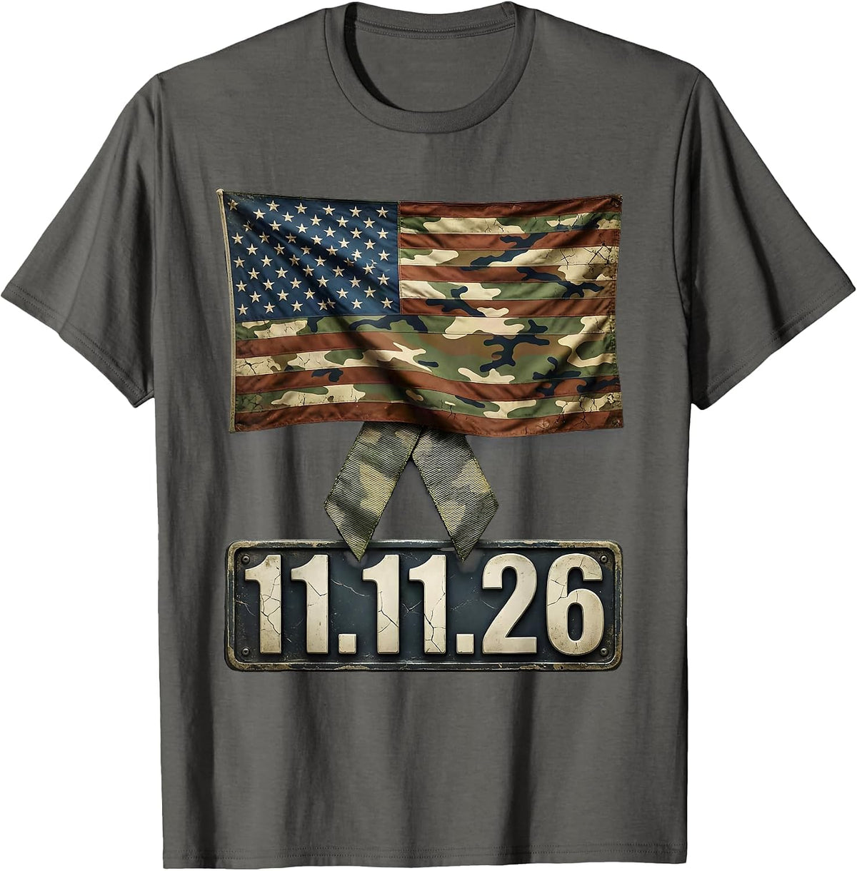 11.11.26 Vintage Military Patriotic Veteran Gift T-Shirt - Asphalt Grey