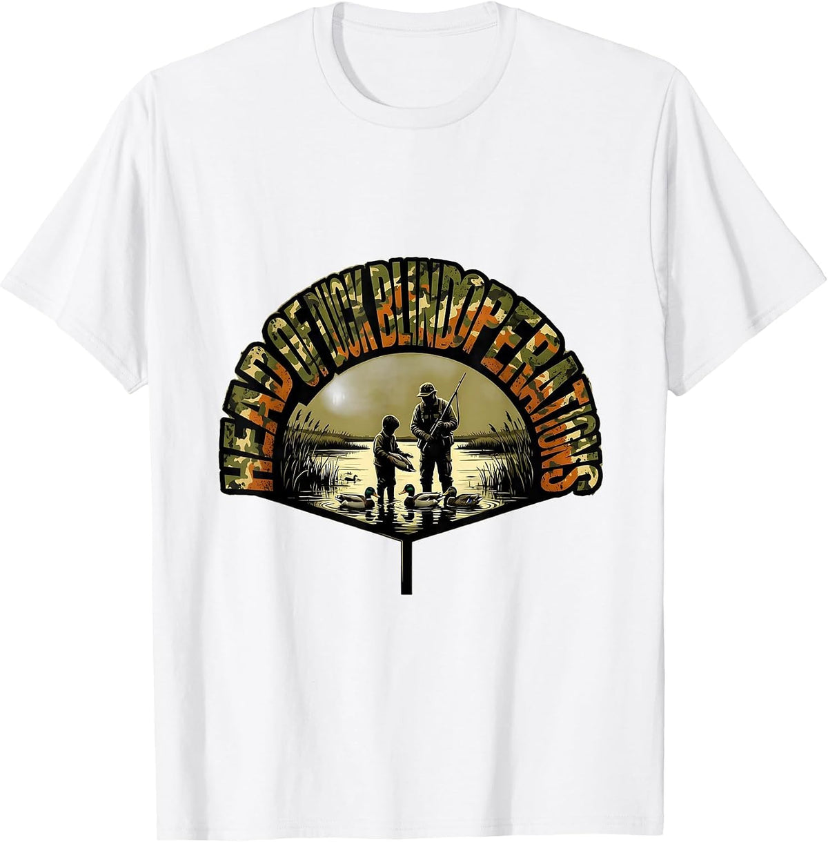 Men's Head Of Duck Blind Operations Funny Duck Hunting Dad Humor T-Shirt - White