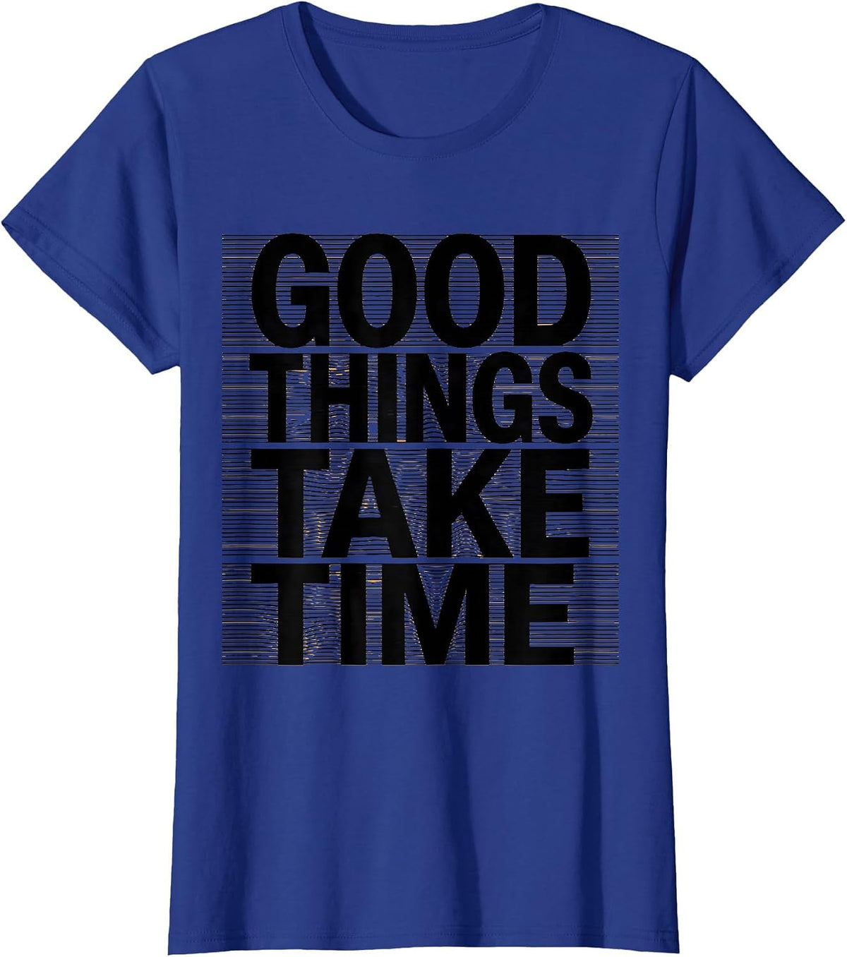 Women's Good Things Take Time Turtle Nature Design T-Shirt - Royal Blue