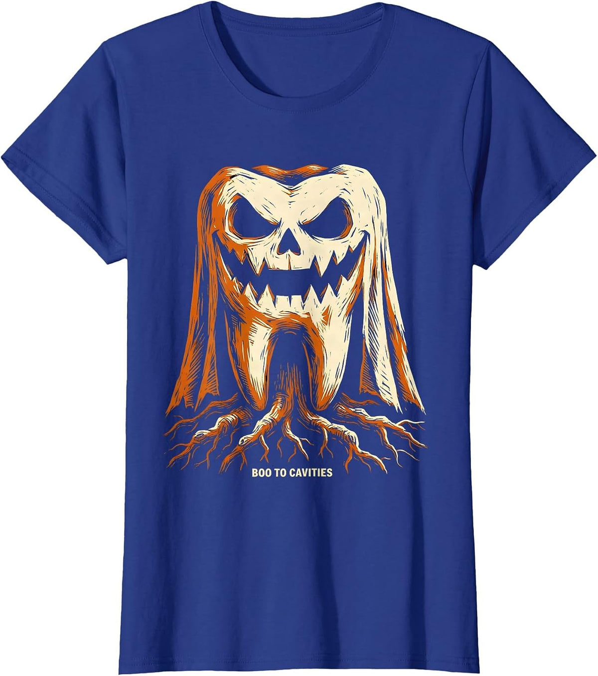 Women's Boo To Cavities Dental Halloween Design T-Shirt - Royal Blue