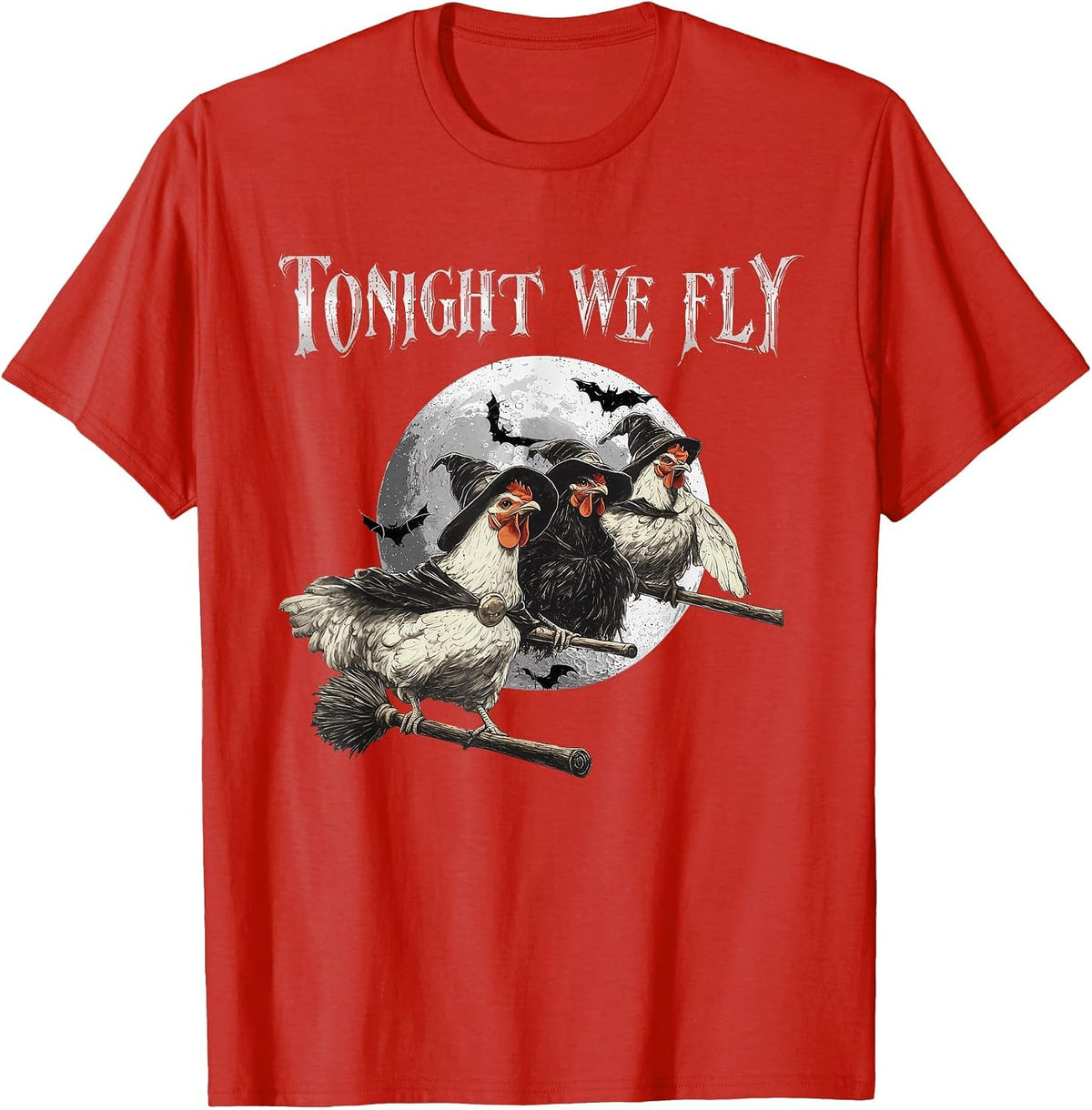Tonight We Fly Funny Chicken Halloween Costume Spooky Season T-Shirt - Red