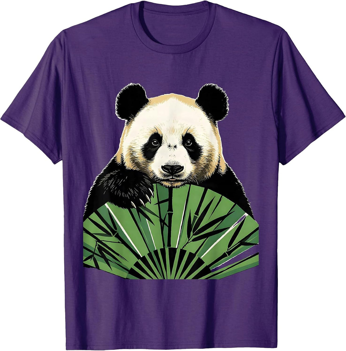 Men's Panda Head Kawaii Humor Animal Lover Screenprint T-Shirt - Purple