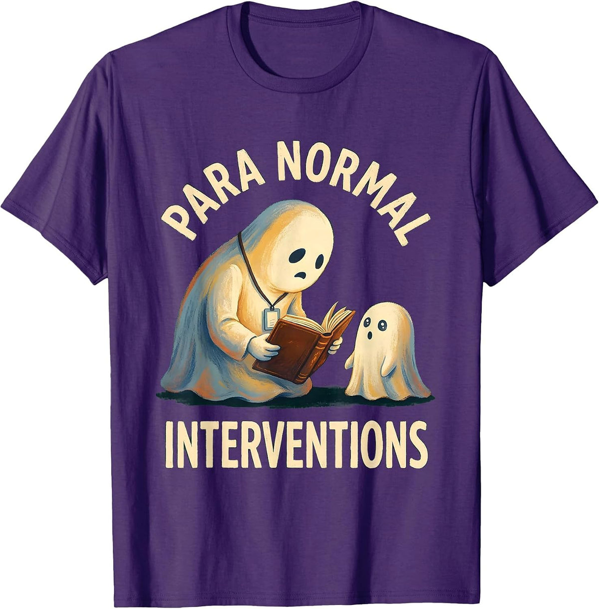 Men's Para Normal Interventions Storybook Ghost Paraprofessional T-Shirt - Purple