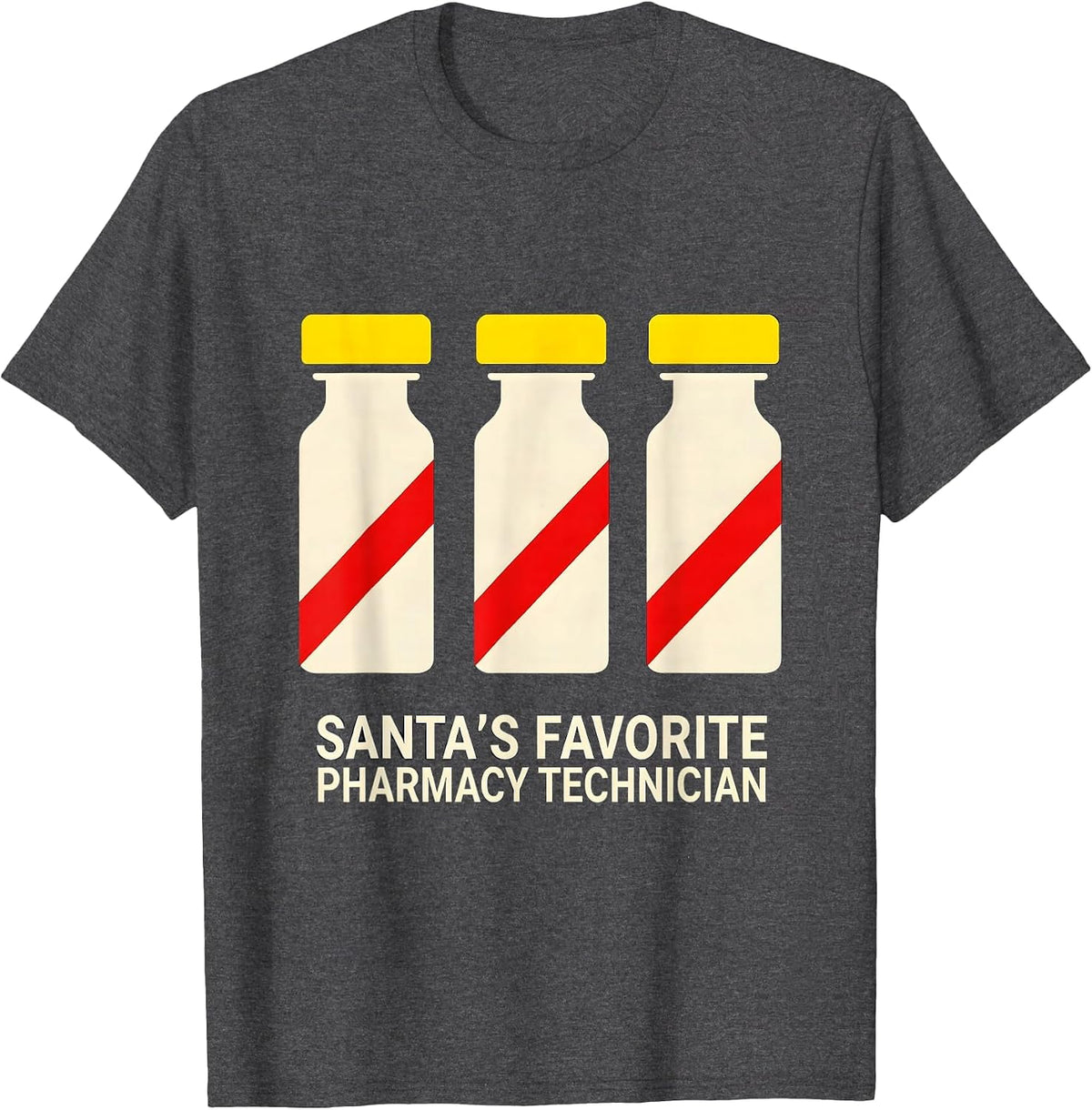 Santa's Favorite Pharmacy Technician Funny Medical Tech T-Shirt - Dark Heather Grey