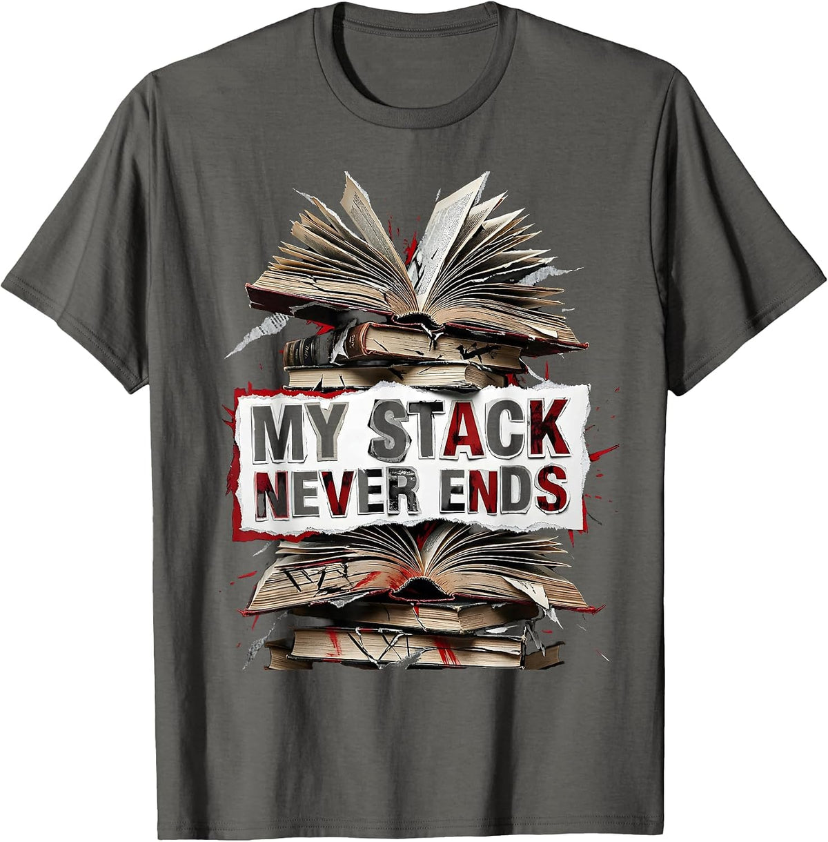 My Stack Never Ends Programmer Humor Design T-Shirt - Asphalt Grey