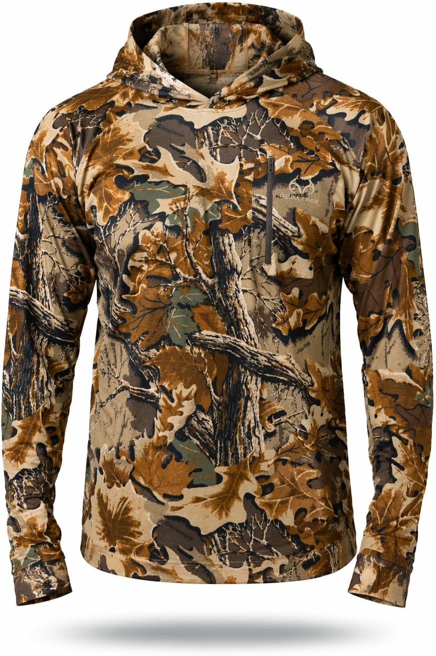 Realtree Men's Ultra-Soft Camo Hoodie Shirt Long Sleeve Lightweight for Fishing, Running, Hiking, or Camping - Advantage