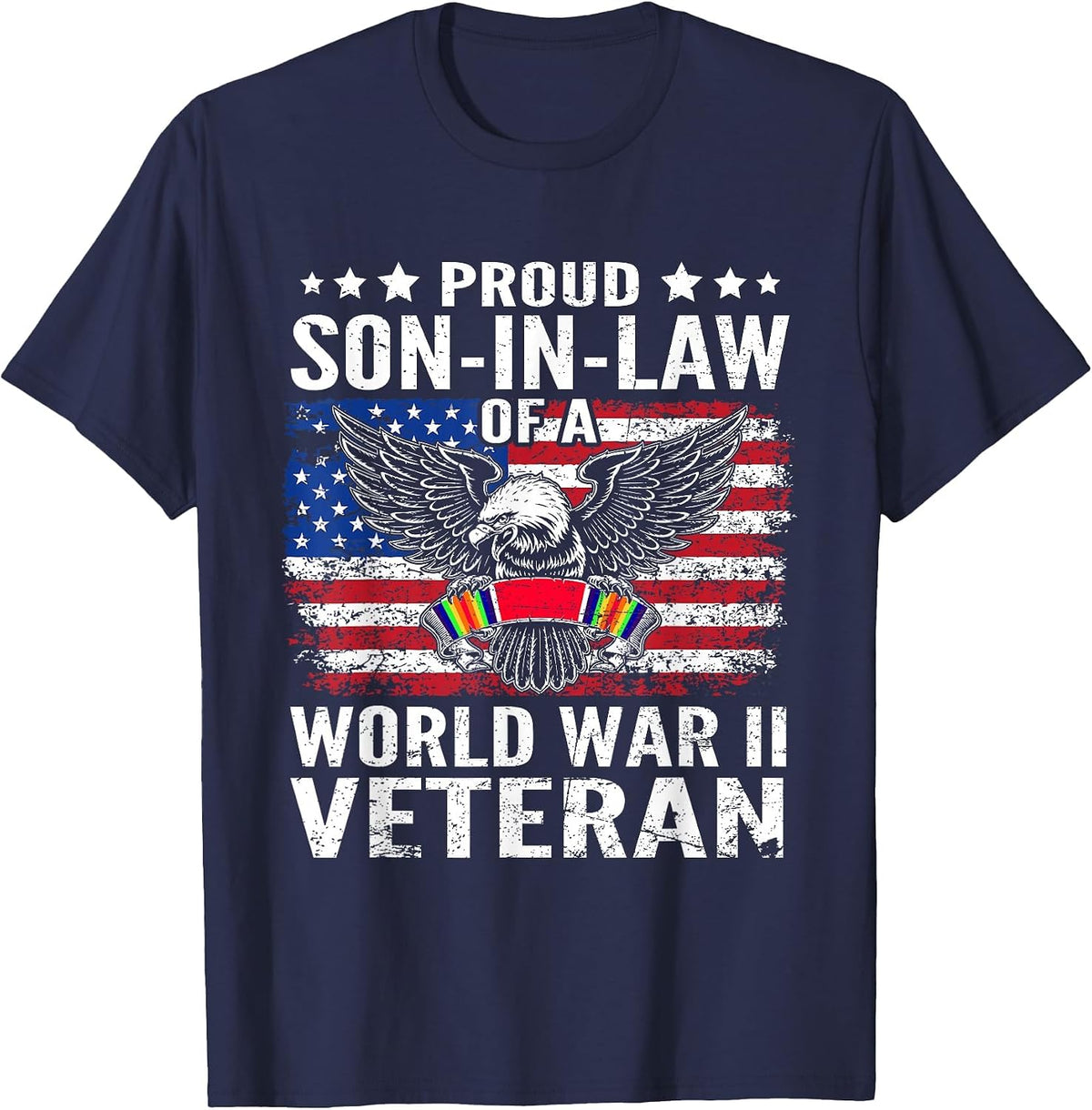 Proud Son-in-Law of A WWII Veteran World War 2 US Vet T-Shirt - Navy Blue