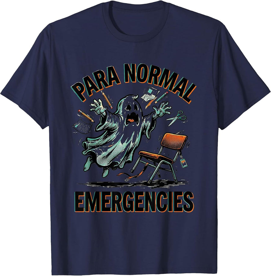 Para Normal Emergencies Comic Book Ghost Paraprofessional T-Shirt - Navy Blue