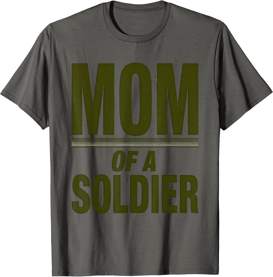Mom of a Soldier Proud Army Mom Design T-Shirt - Asphalt Grey