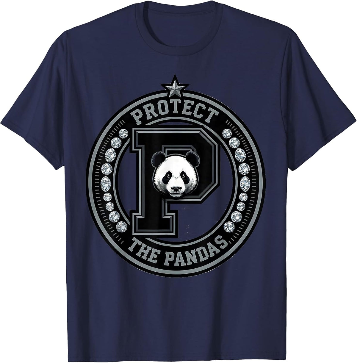 Protect the Pandas Wildlife Conservation Design T-Shirt - Navy Blue