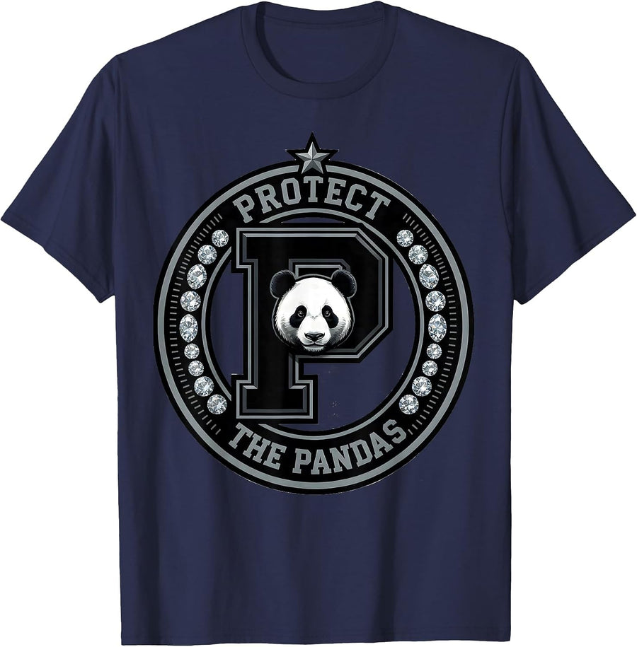 Protect the Pandas Wildlife Conservation Design T-Shirt - Navy Blue