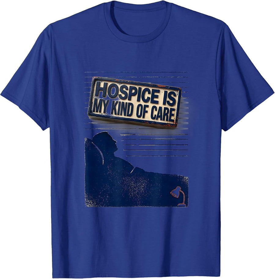 Hospice Is My Kind of Care Rubber Stamp Nurse Appreciation T-Shirt - Royal Blue