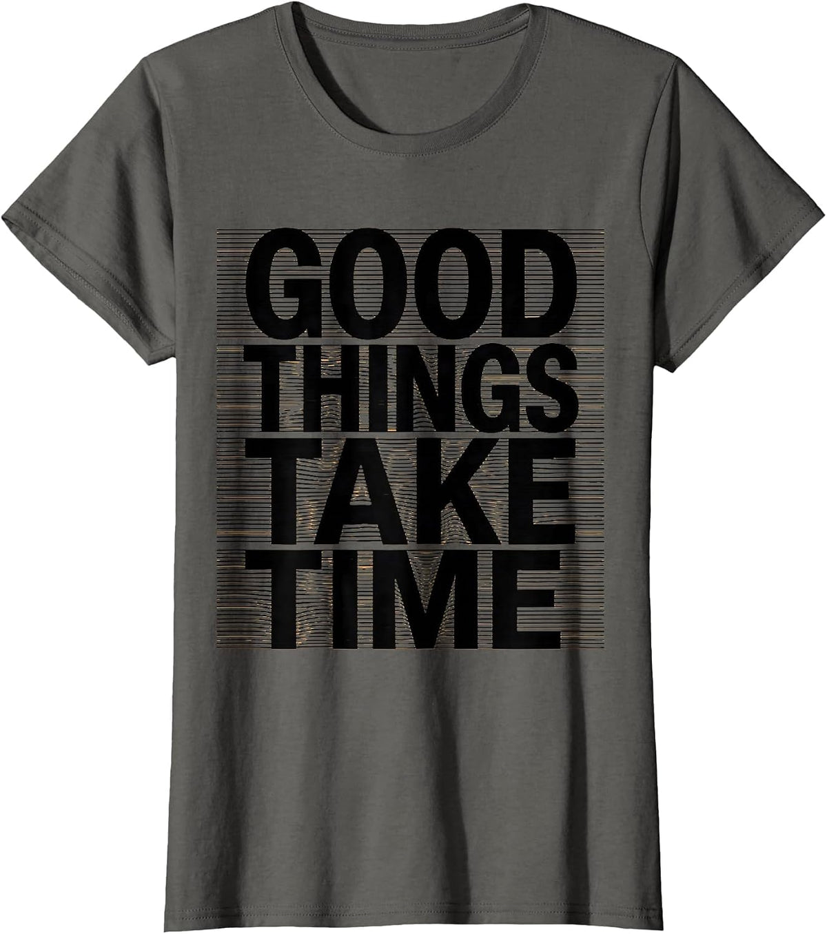 Women's Good Things Take Time Turtle Nature Design T-Shirt - Asphalt Grey