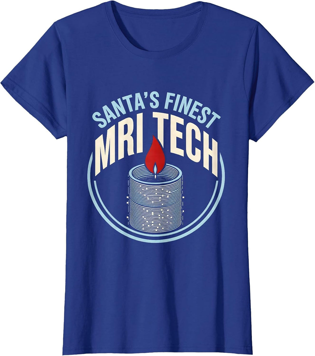 Women's Santa's Finest MRI Tech Funny Radiology Tech Christmas Humor T-Shirt - Royal Blue
