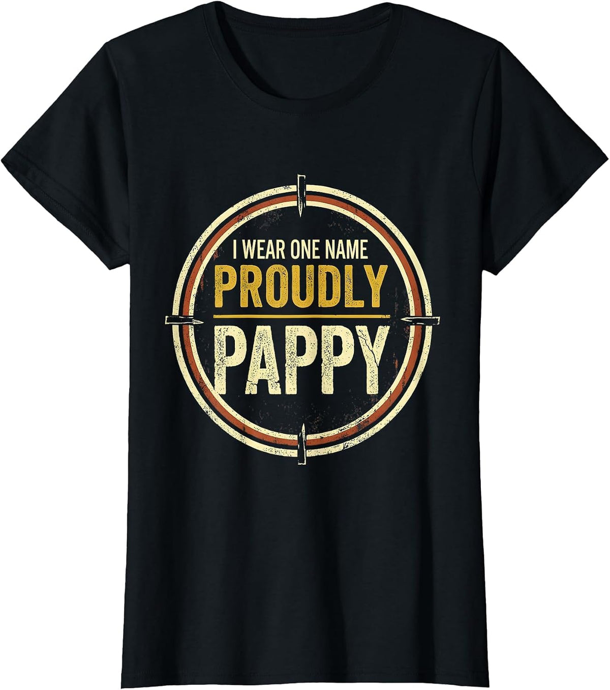 I Wear One Name Proudly: Pappy Distressed Grandpa Gift T-Shirt - Black