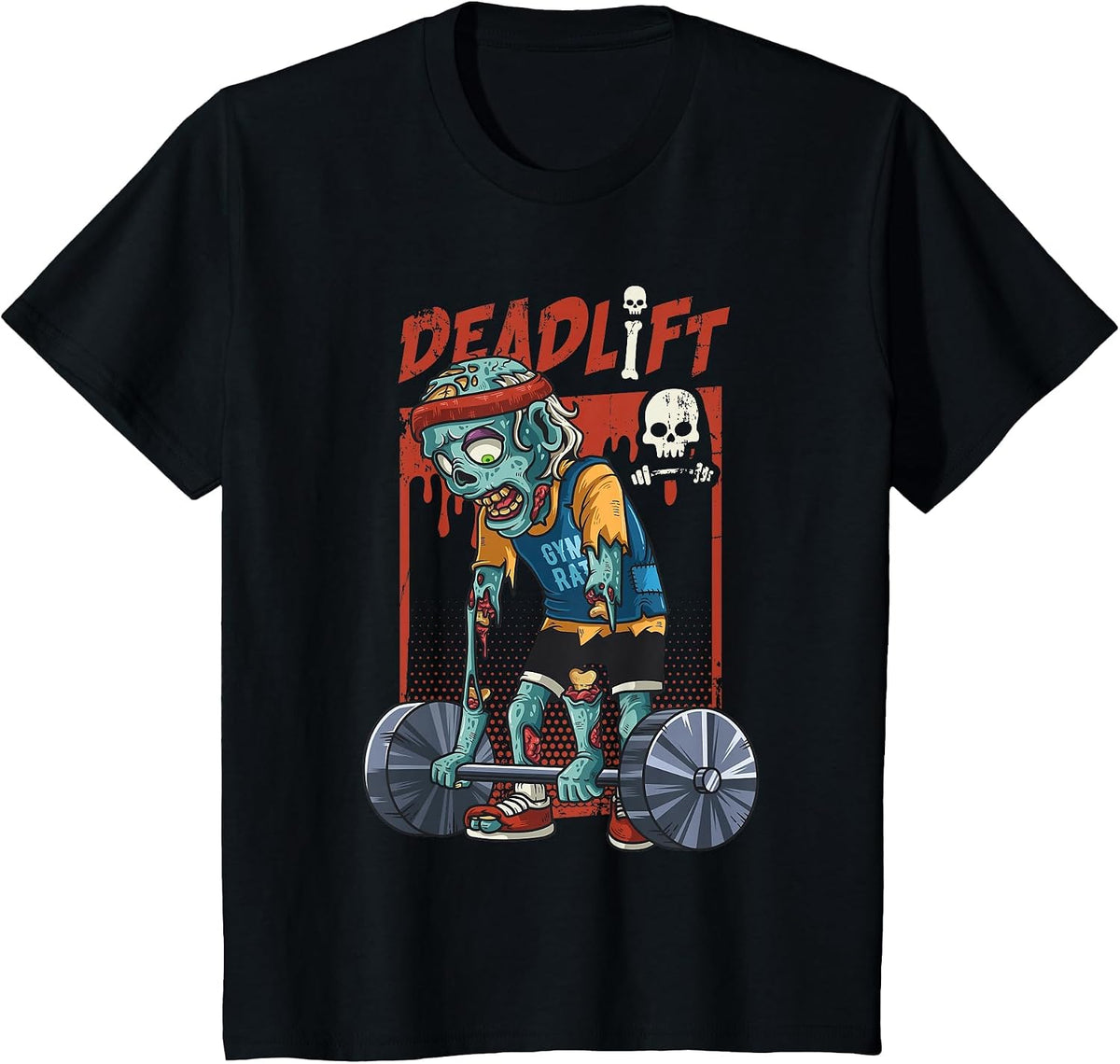 Zombie Deadlift Weight Lifting Halloween Fitness Gym Workout T-Shirt - Black