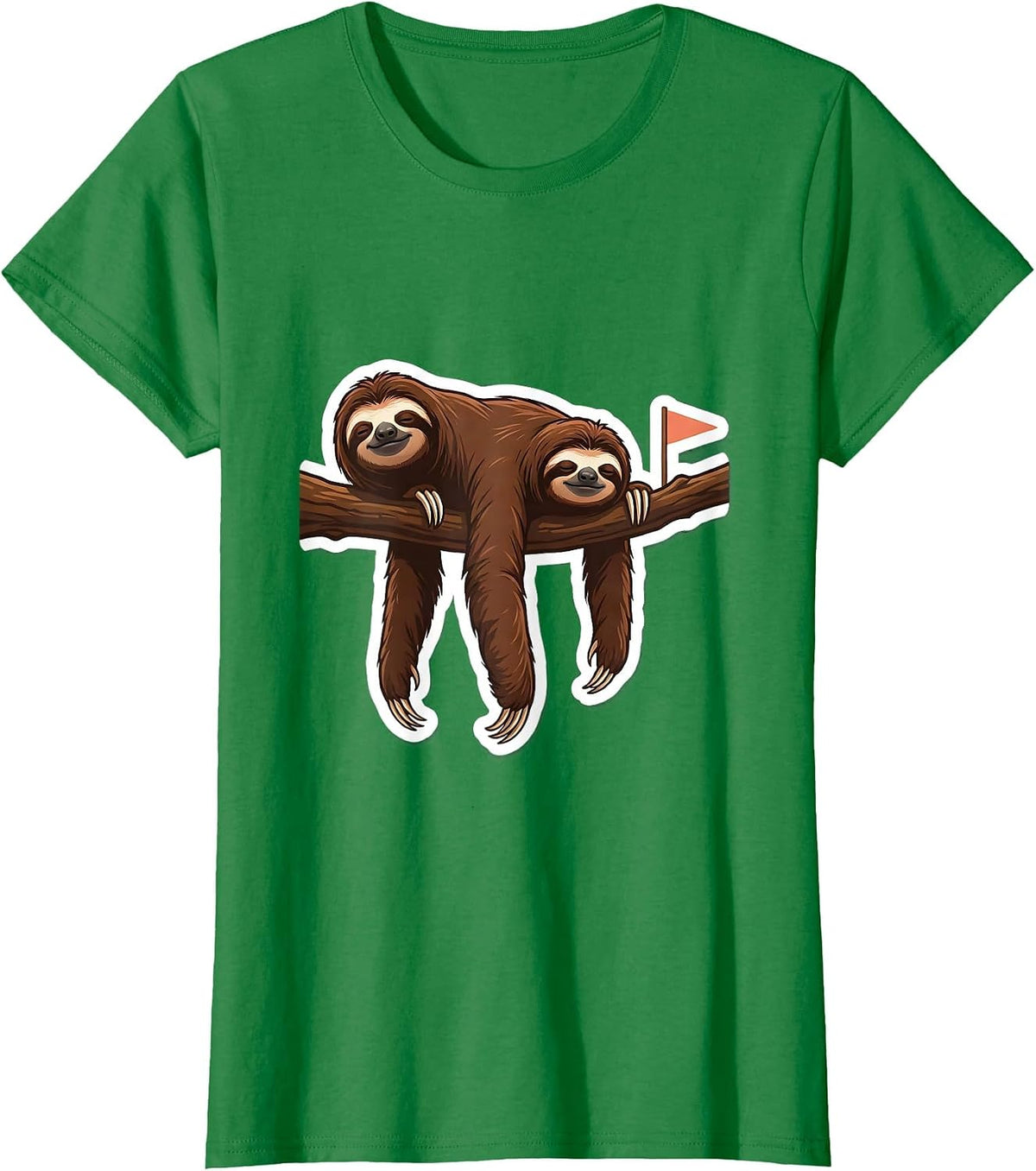 Slack Sloth Sticker Style Funny Animal Lover Gift T-Shirt - Kelly Green