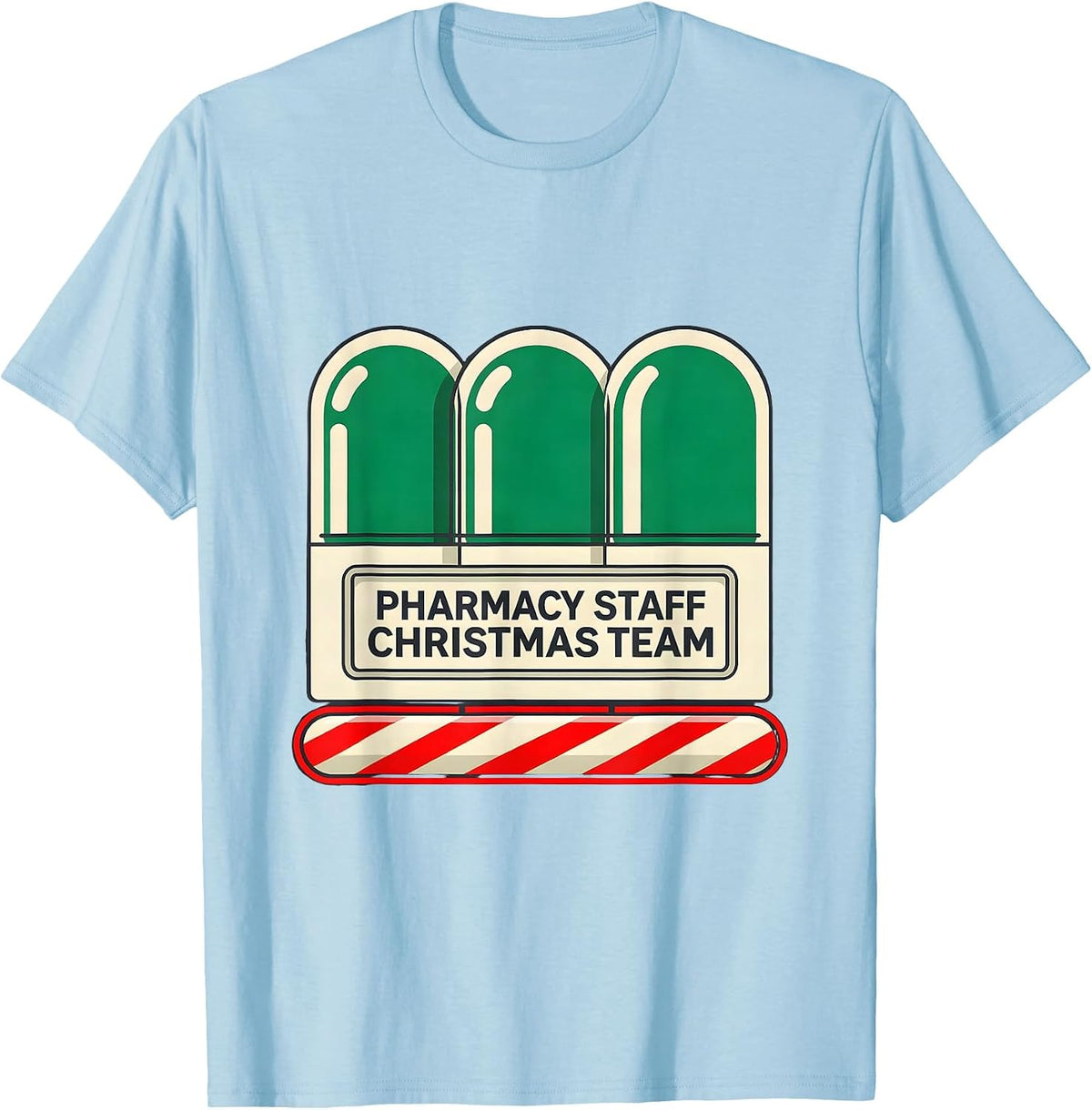 Men's Pharmacy Staff Christmas Team Funny Pharmacy Technician T-Shirt - Baby Blue