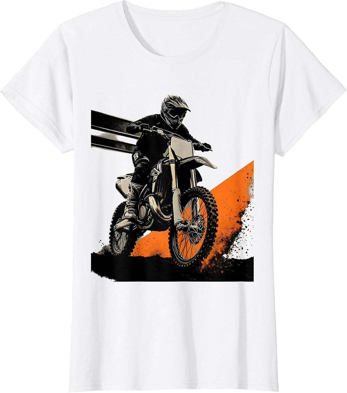 Motocross Rider Dirt Bike Starting Gate Biker T-Shirt - White