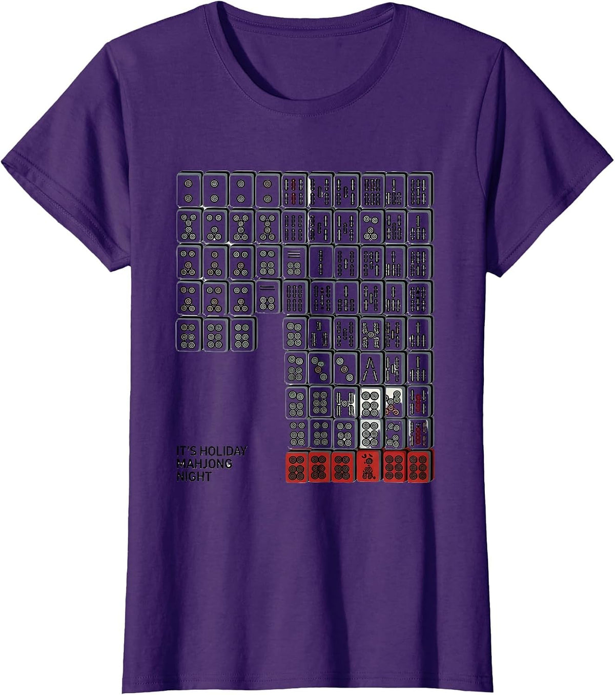 Women's It's Holiday Mahjong Night Playful Game Night Party T-Shirt - Purple