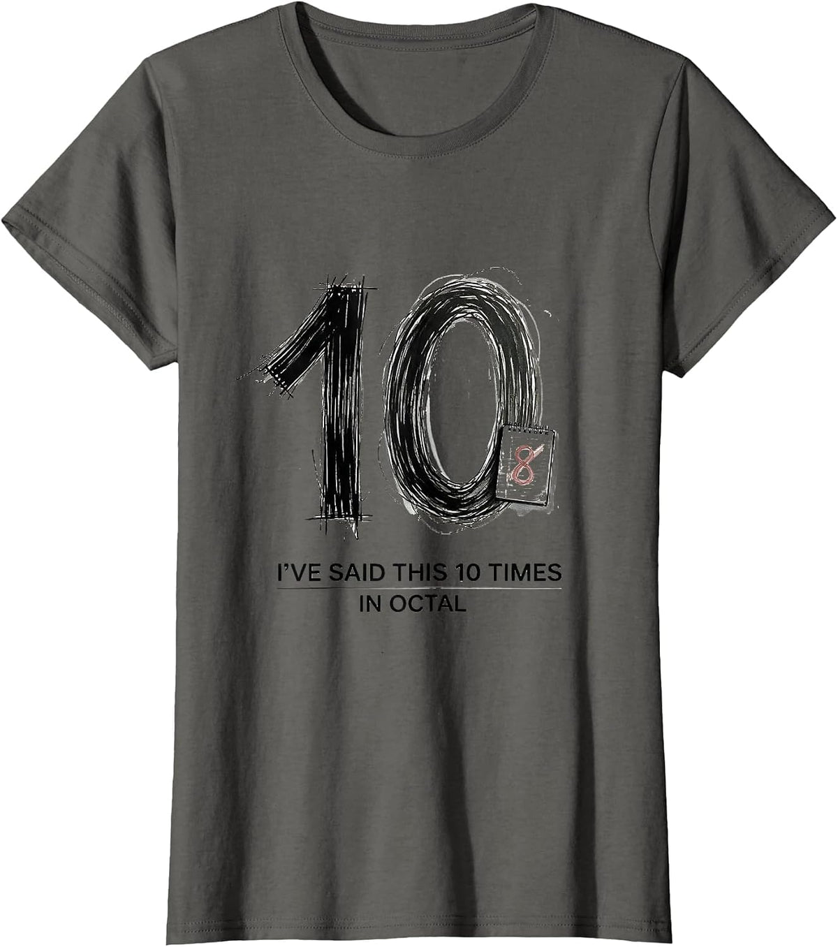 Women's I've Said This 10 Times (In Octal) Funny Math Teacher T-Shirt - Asphalt Grey