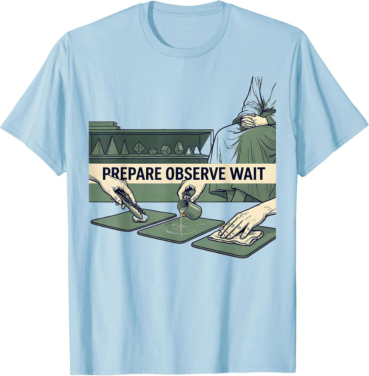 Men's Prepare Observe Wait Montessori Teacher Philosophy Pride T-Shirt - Baby Blue