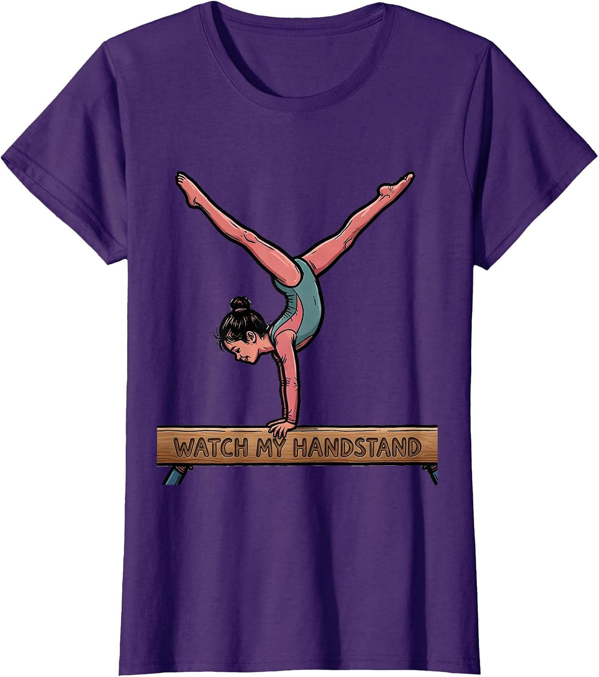 Women's Watch My Handstand Funny Gymnastics Gift for Girls Kids T-Shirt - Purple