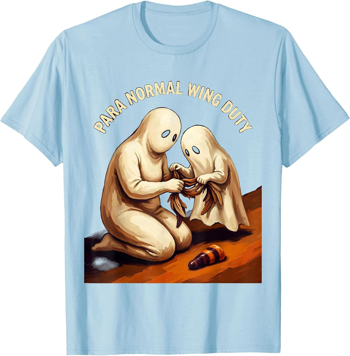 Men's Para Normal Wing Duty Funny Paraprofessional Halloween Ghost T-Shirt - Baby Blue