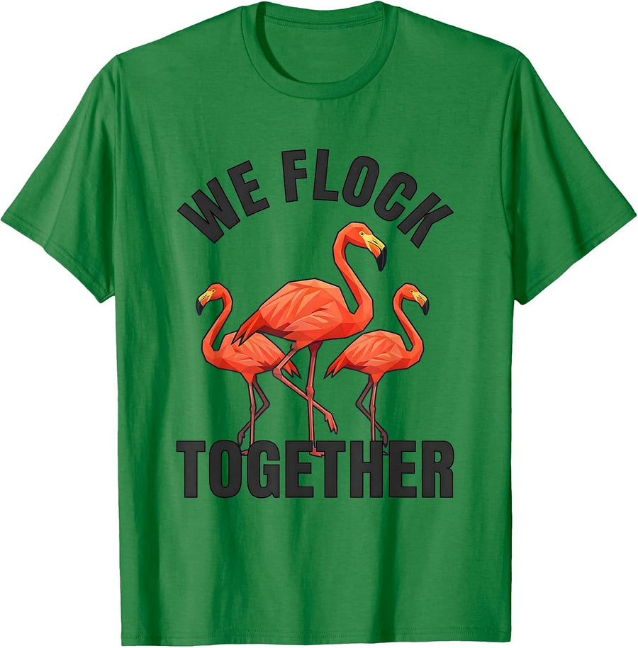 Men's We Flock Together Funny Flamingo Lover Summer Vacation Gift T-Shirt - Kelly Green