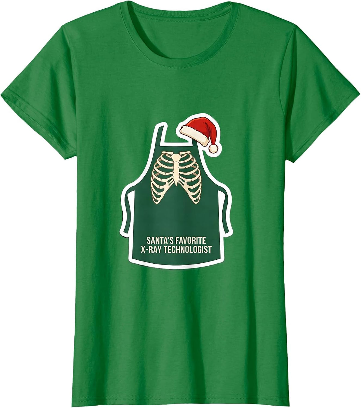 Women's Santa's Favorite X-Ray Technologist Funny Radiology Tech T-Shirt - Kelly Green
