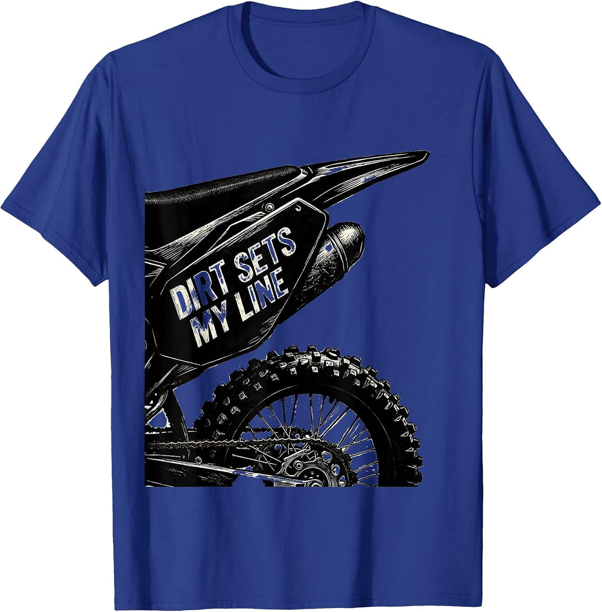 Men's Dirt Sets My Line Rugged Motocross Dirt Bike Rider T-Shirt - Royal Blue
