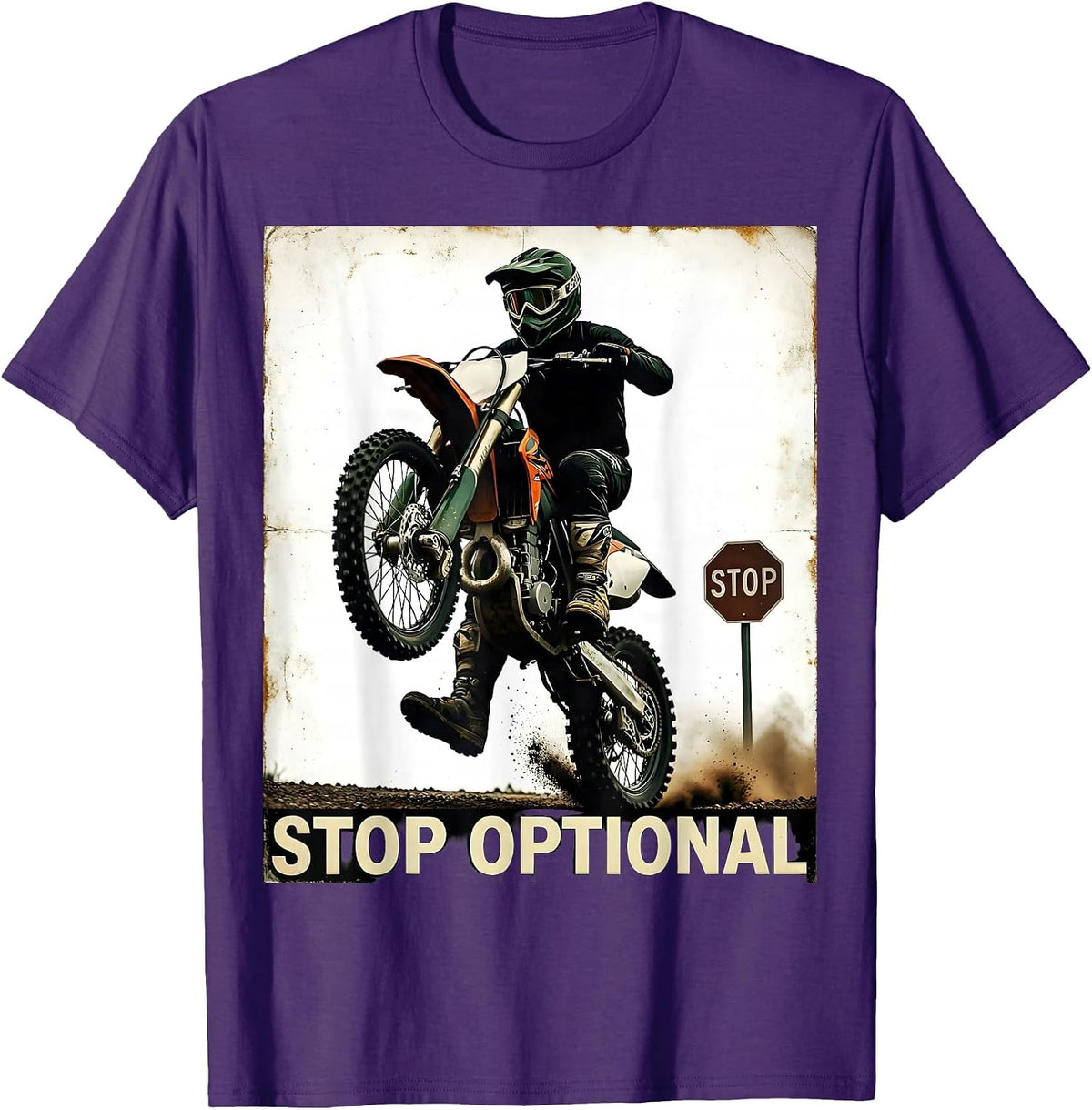 Vintage Motocross Rider Dirt Bike Crash Humor T-Shirt - Purple
