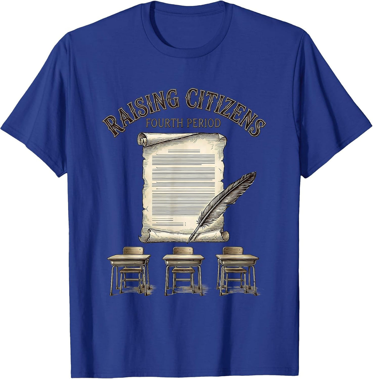 Raising Citizens Fourth Period Vintage Social Studies T-Shirt - Royal Blue