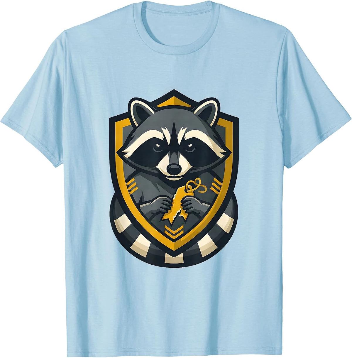 Men's Trash Panda Raccoon Mascot Logo Funny Humor T-Shirt - Baby Blue