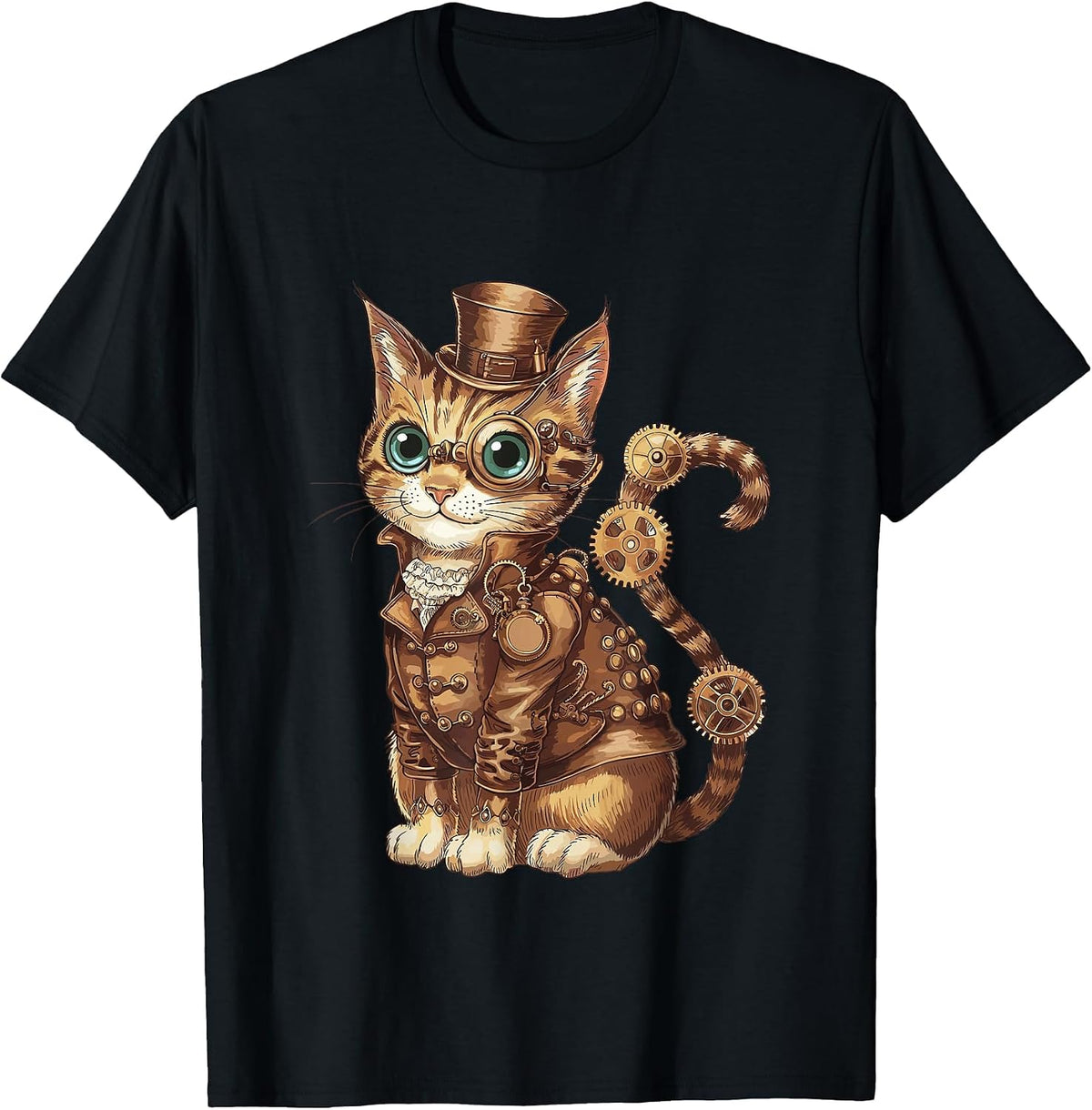 Steampunk Cat Steampunk Art Cat Lover T-Shirt - Black