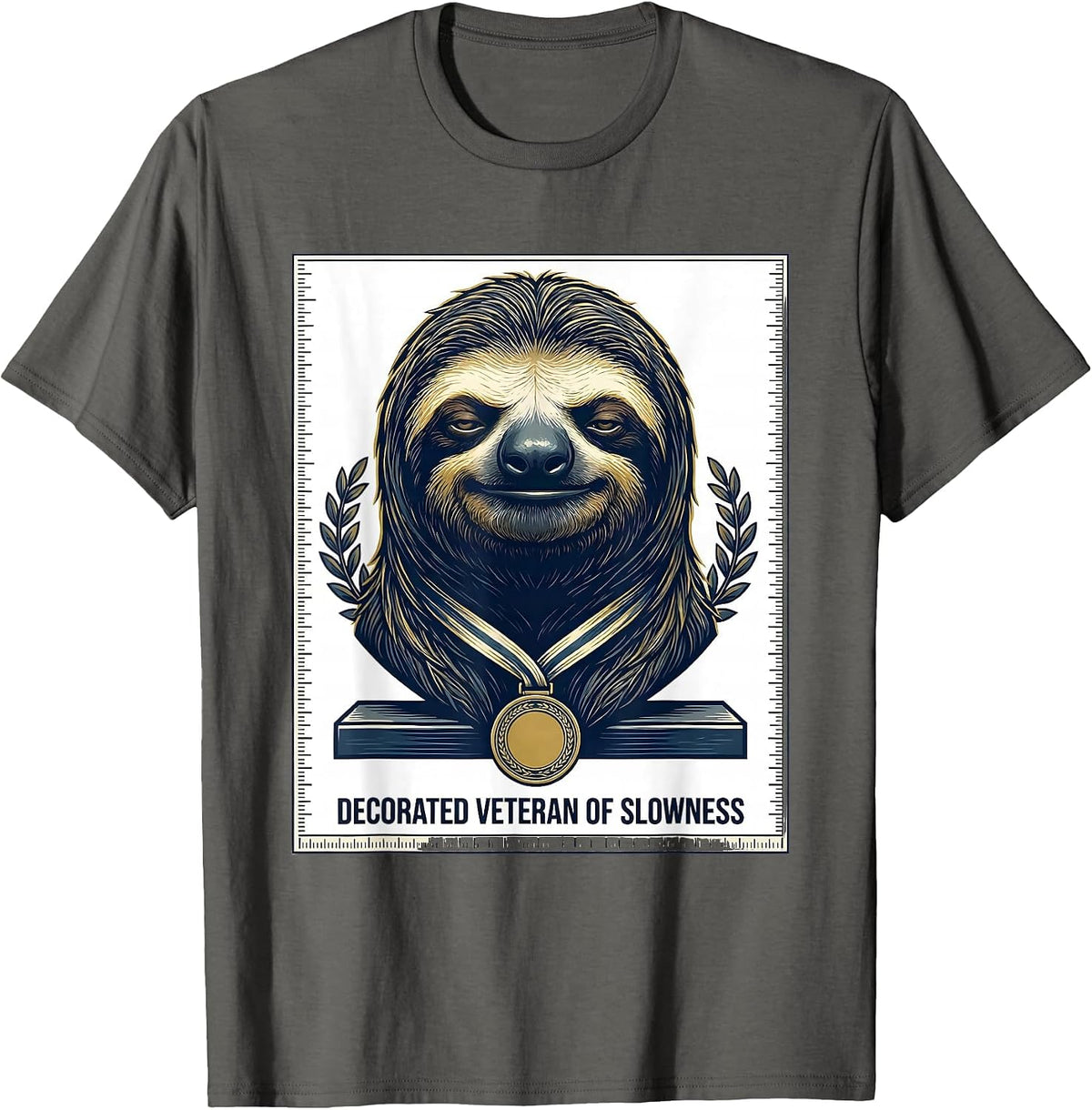 Men's Decorated Veteran Of Slowness Funny Sloth Lover Gift T-Shirt - Asphalt Grey