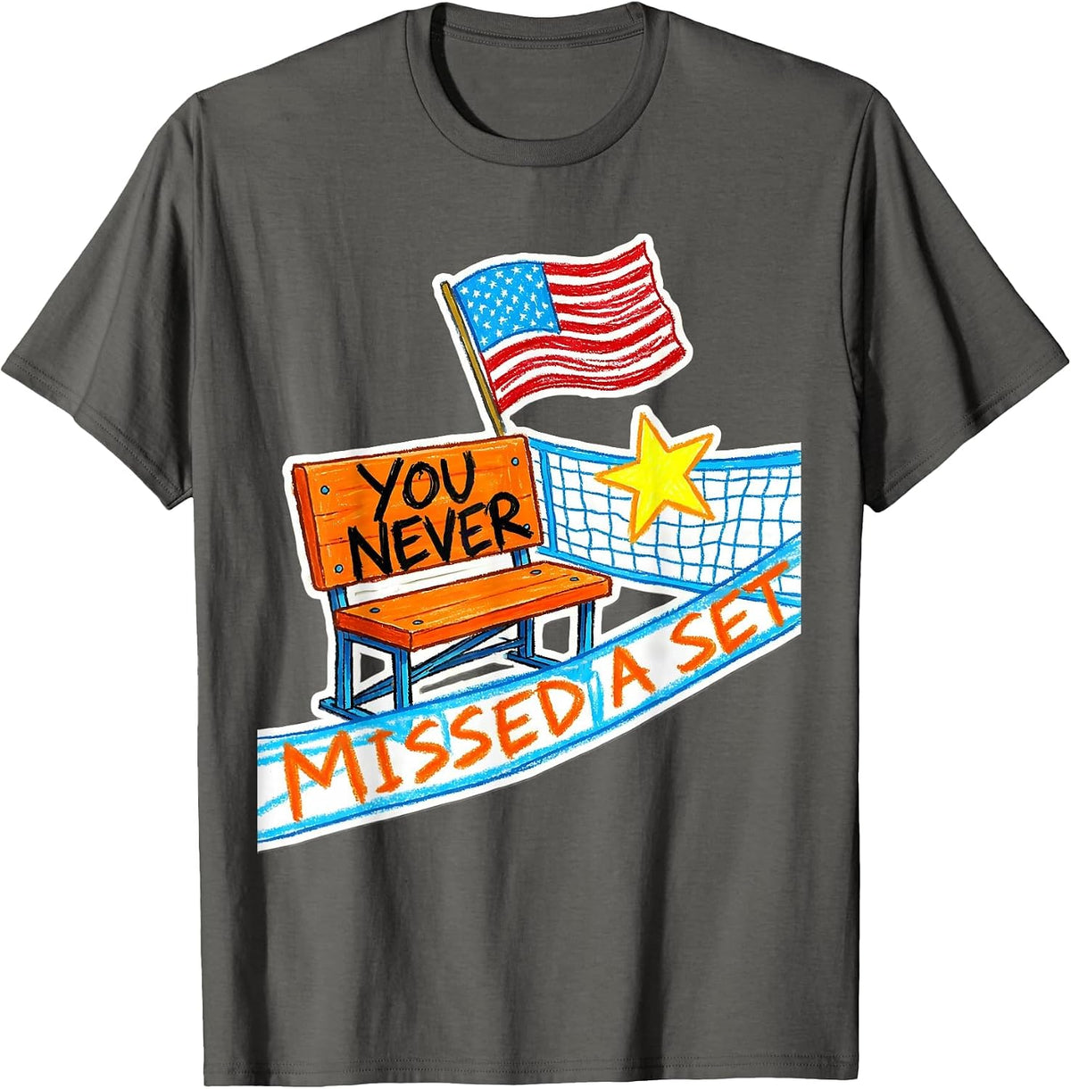 You Never Missed A Set Volleyball Dad Father's Day T-Shirt - Asphalt Grey
