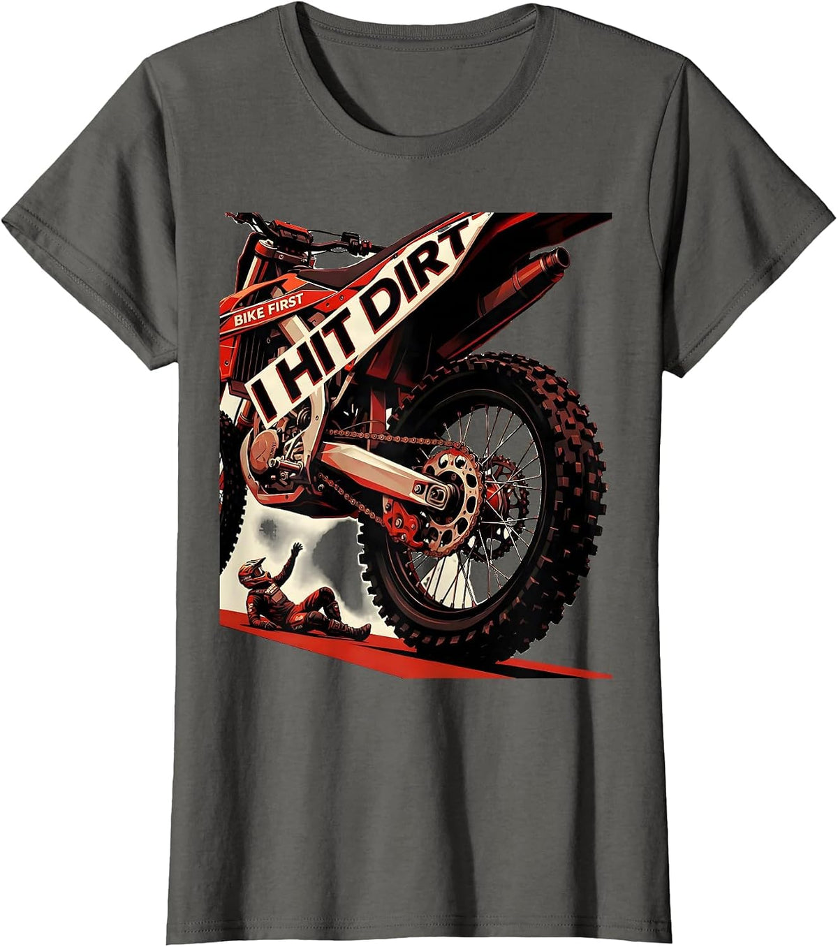 Women's I Hit Dirt Bike First Funny Motocross Dirt Bike Rider Gift T-Shirt - Asphalt Grey