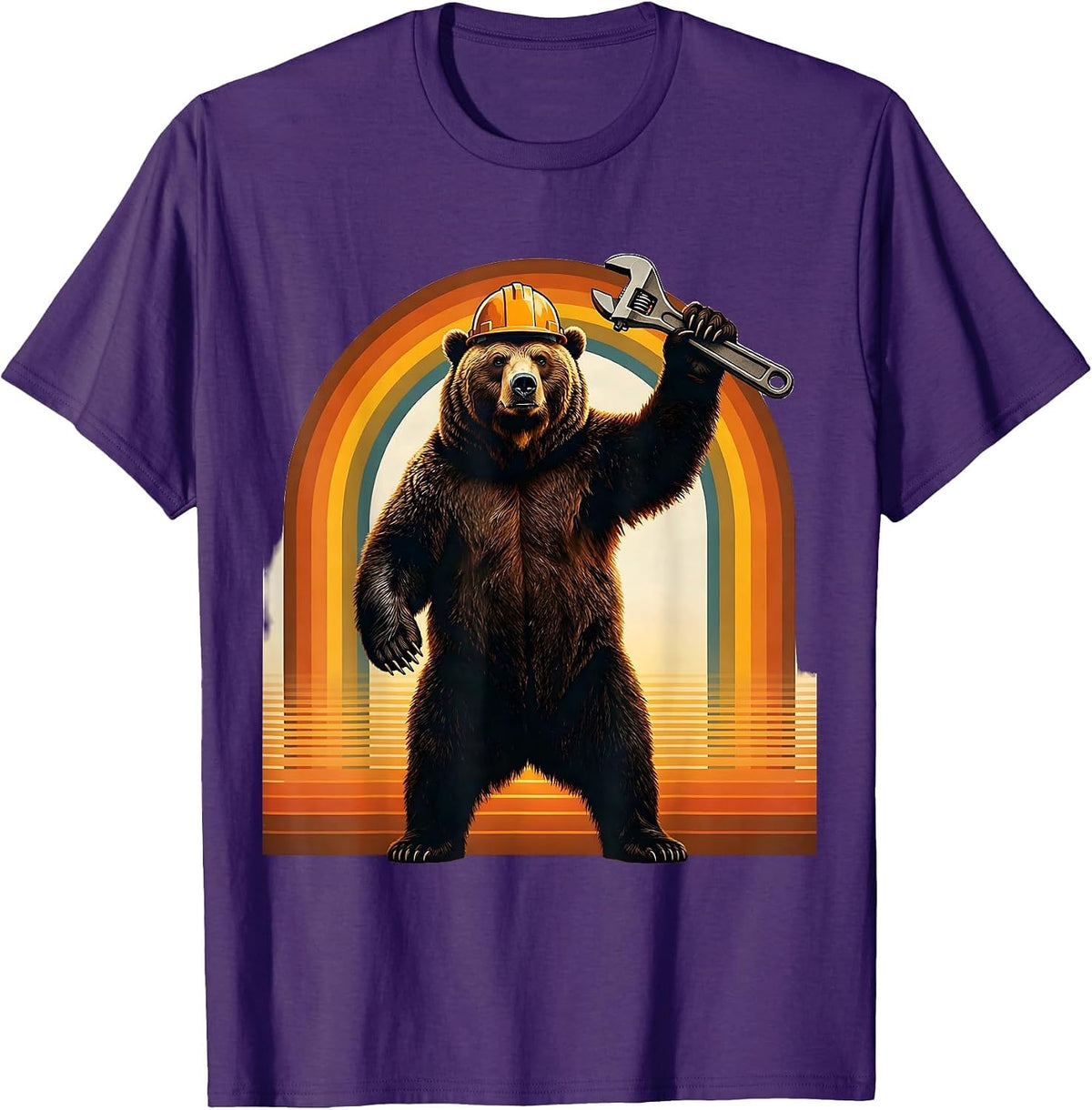 Milwaukee Bear Hardhat Wrench Graphic Tee T-Shirt - Purple