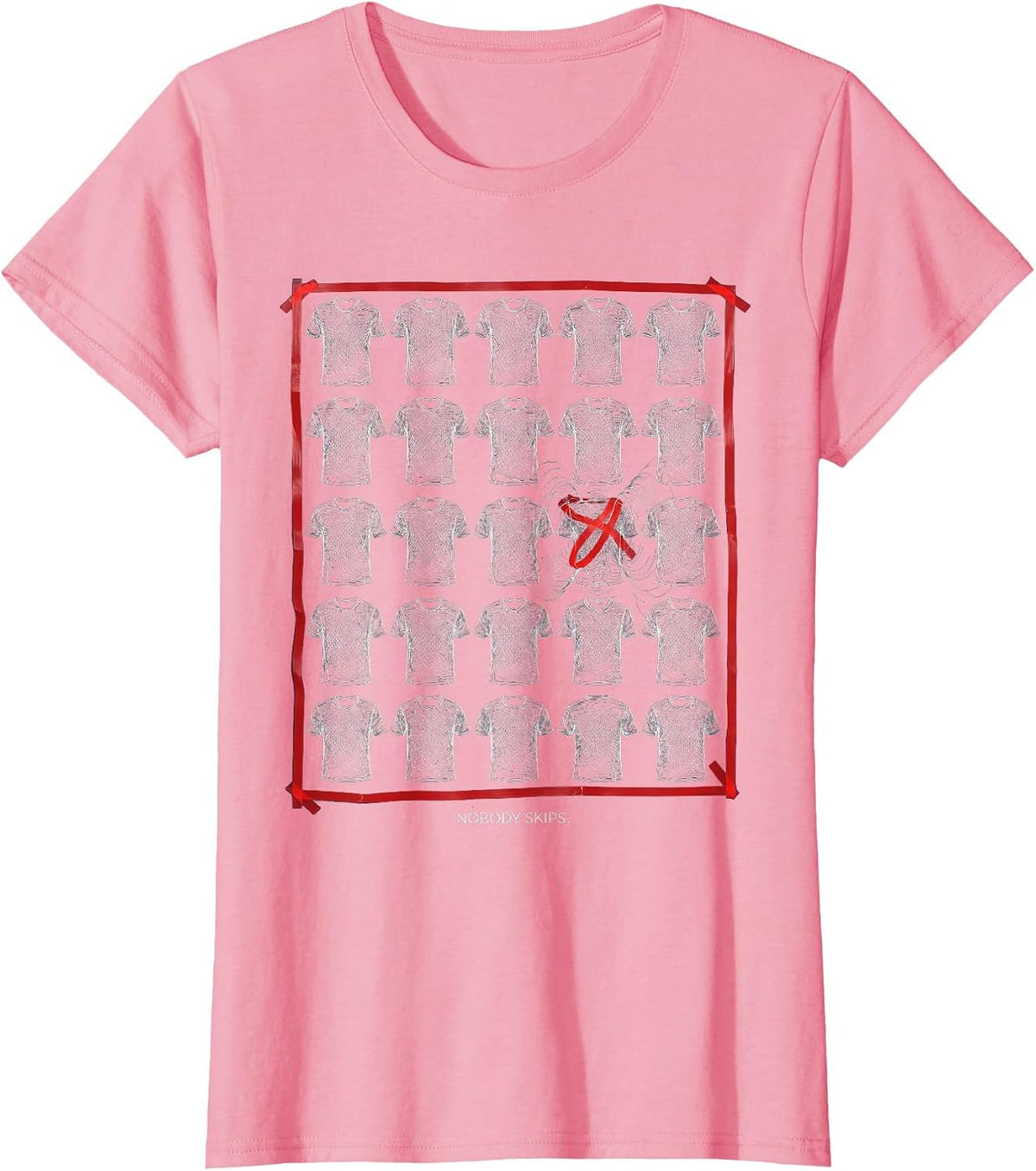 Women's Nobody Skips Funny PE Teacher Appreciation Gym Class Humor T-Shirt - Pink