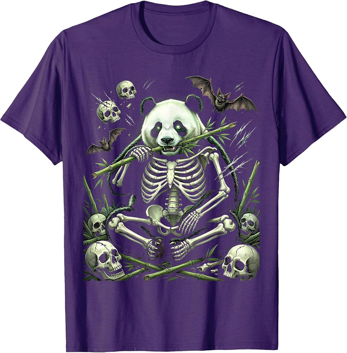 Men's Unbothered Chubby Panda Eating Bamboo T-Shirt - Purple