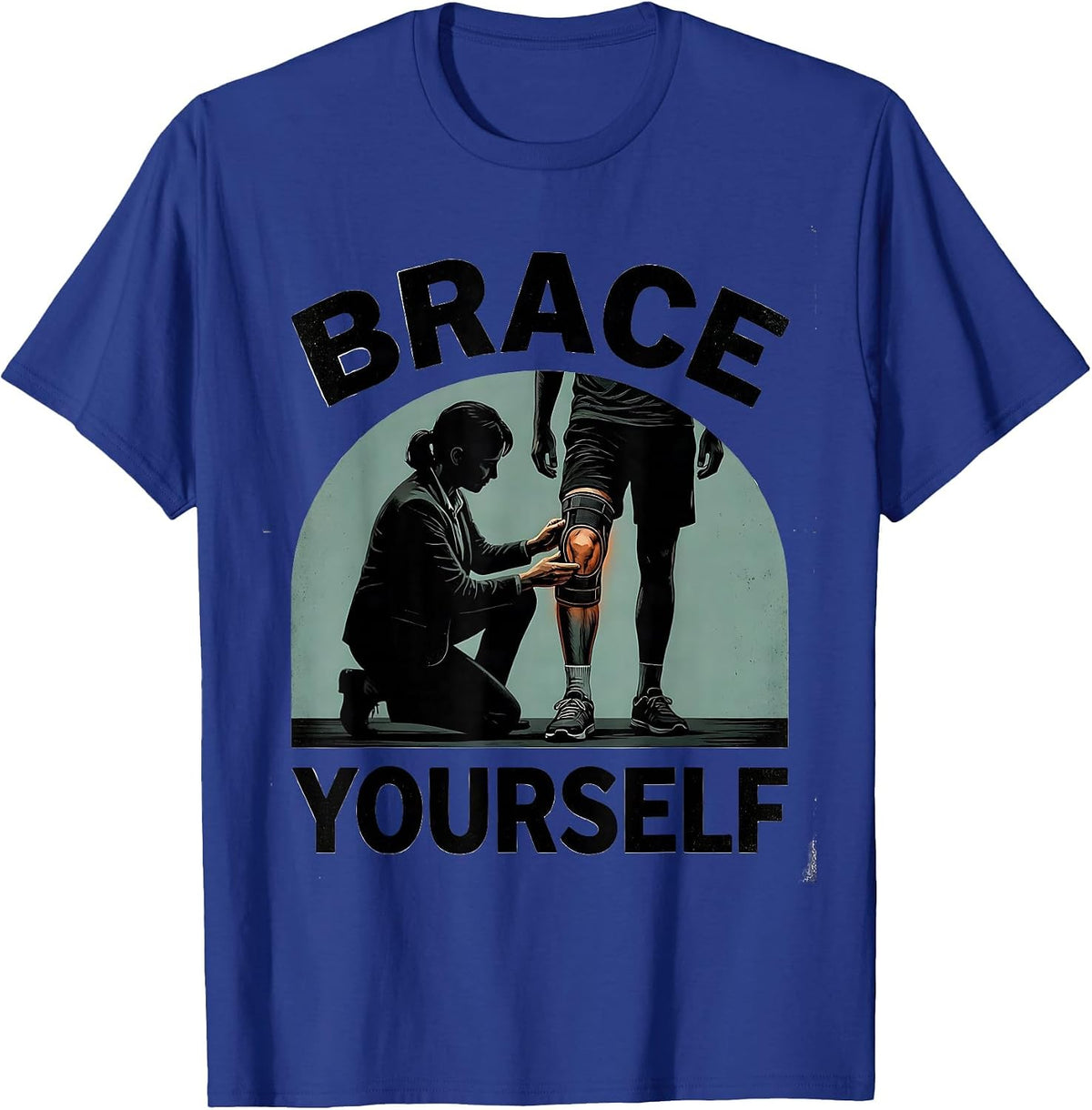 Men's Brace Yourself Vintage Funny Physical Therapist PT Gift T-Shirt - Royal Blue