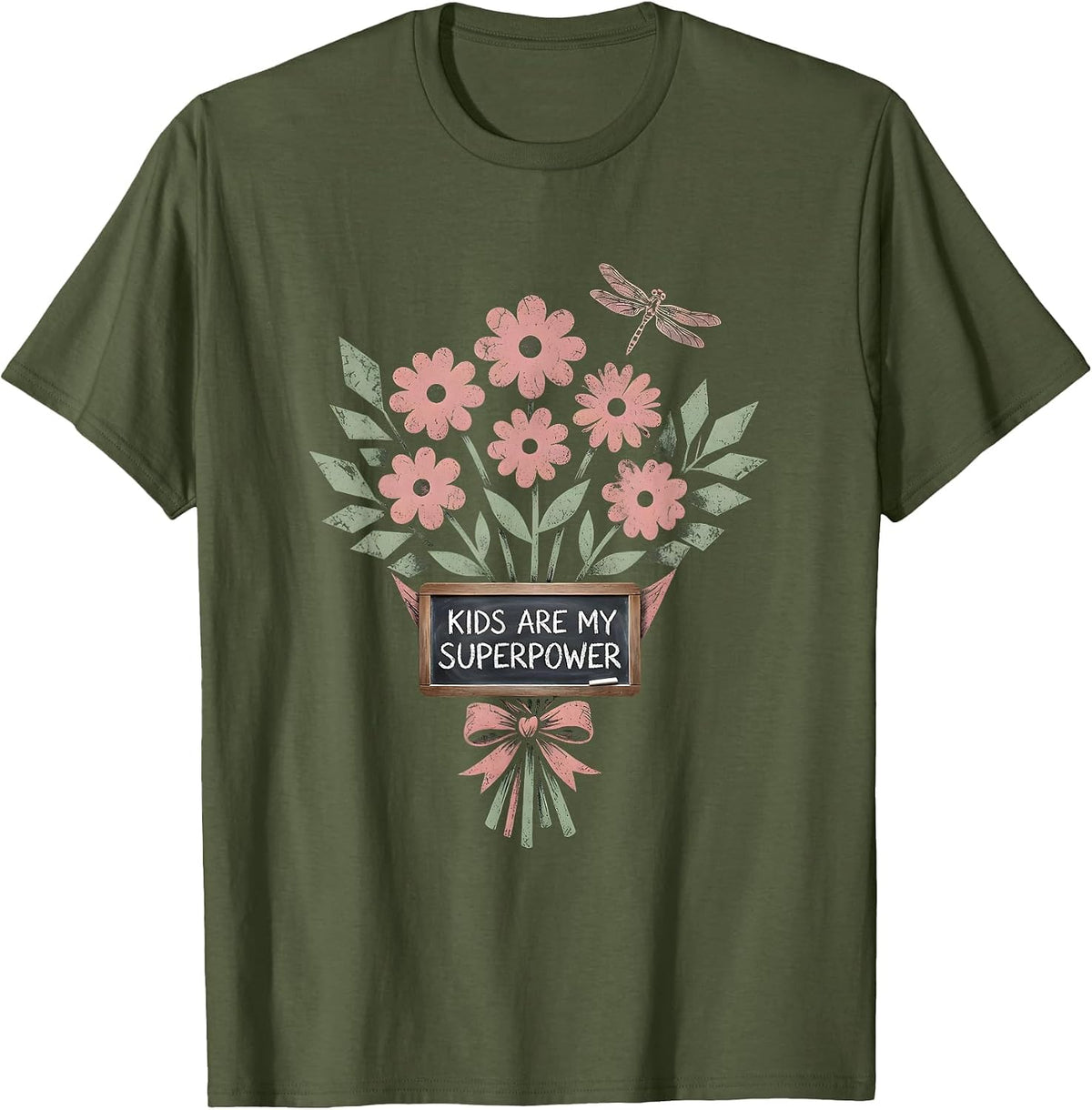 Kids Are My Superpower Paraprofessional Design T-Shirt - Olive Green