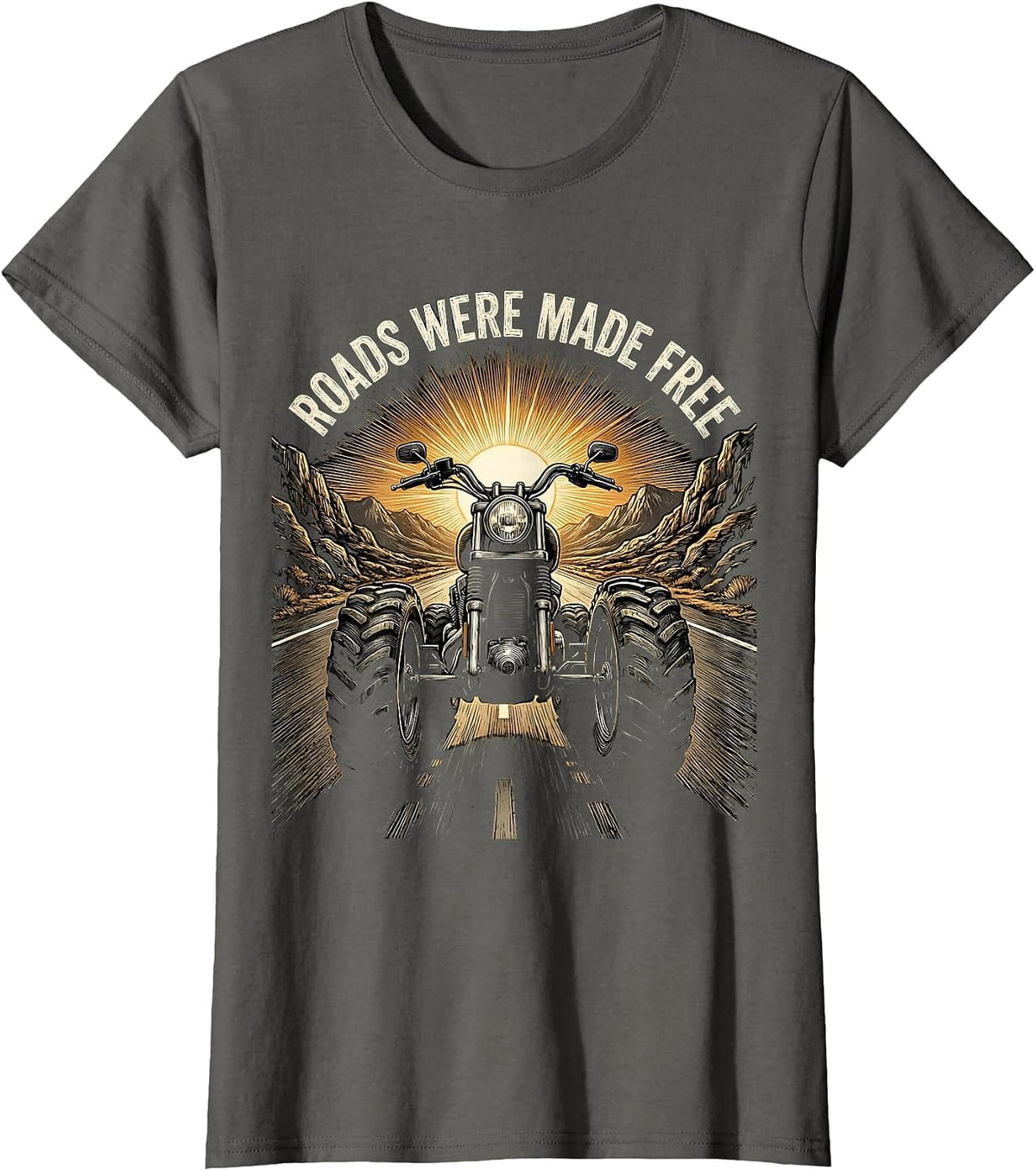Women's Roads Were Made Free Open Road Freedom Design T-Shirt - Asphalt Grey