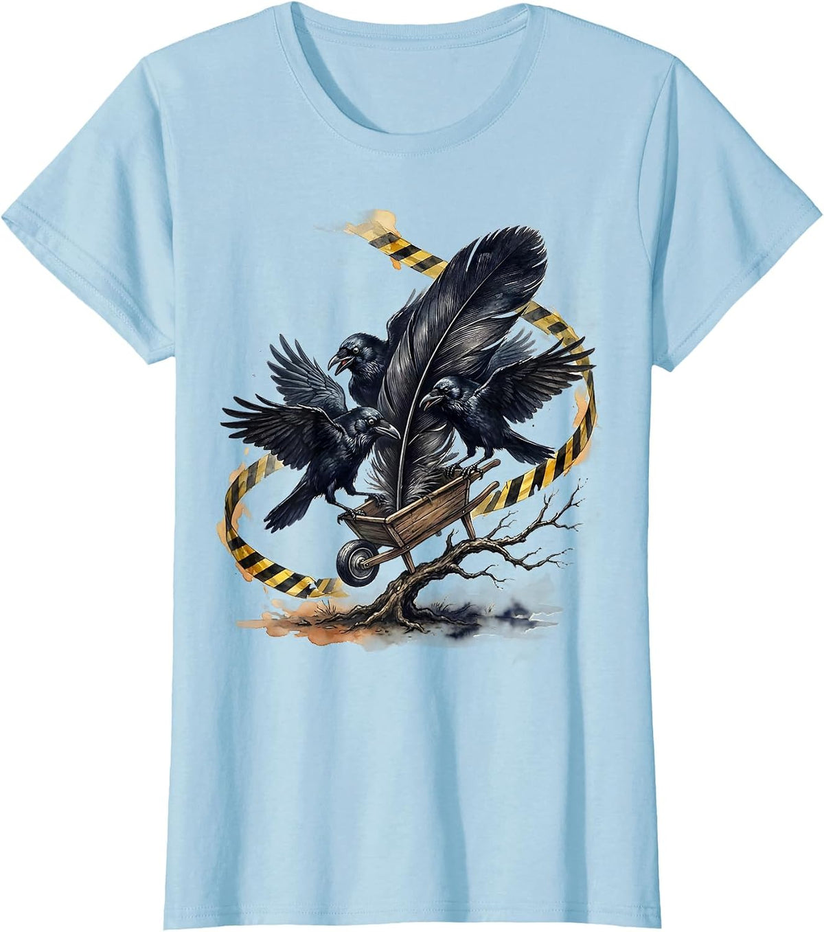 Crow Murder Pun Gothic Bird Lover Dark Humor T-Shirt - Baby Blue