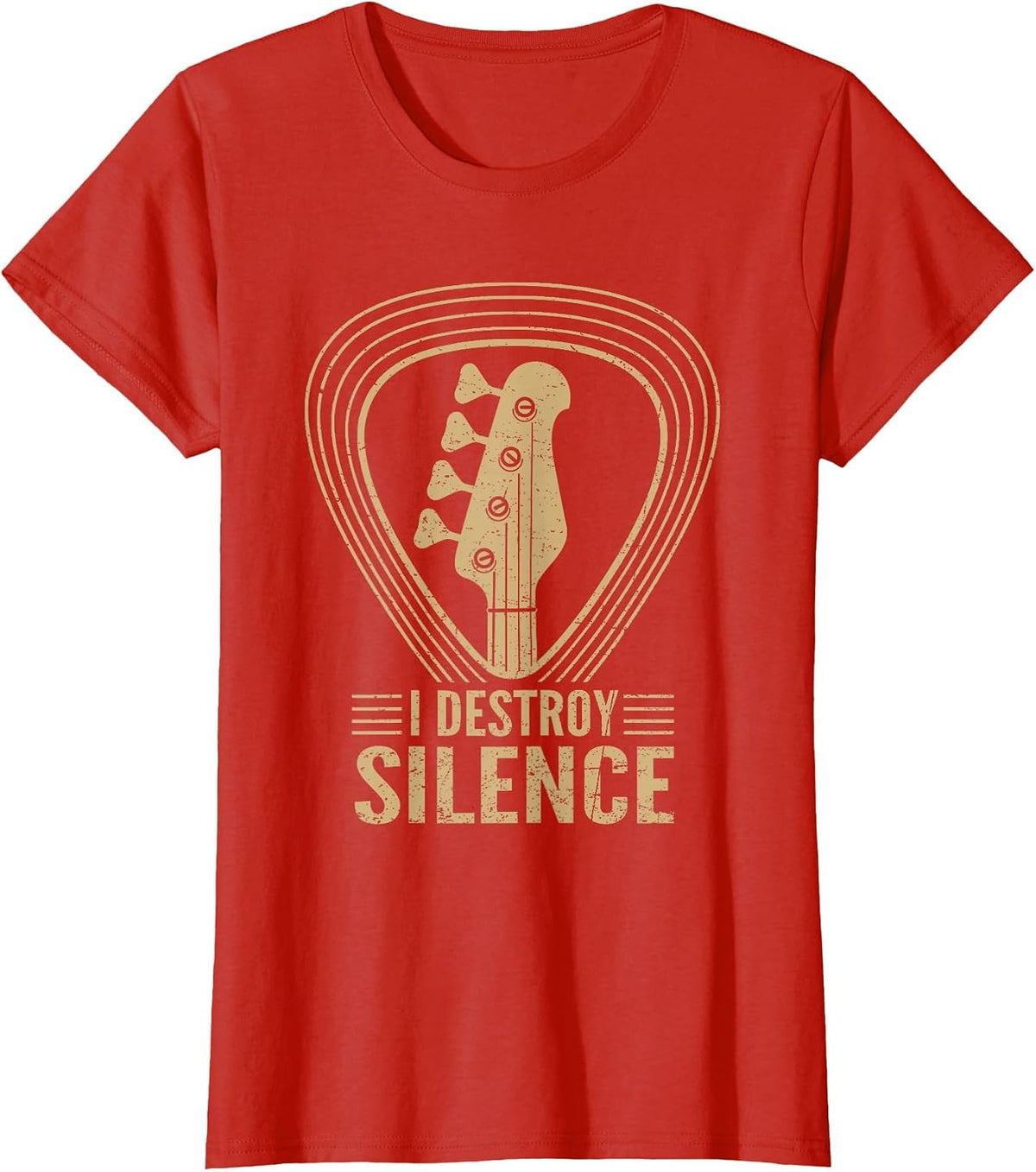I Destroy Silence Funny Bass Guitar Player Bassist Saying T-Shirt - Red