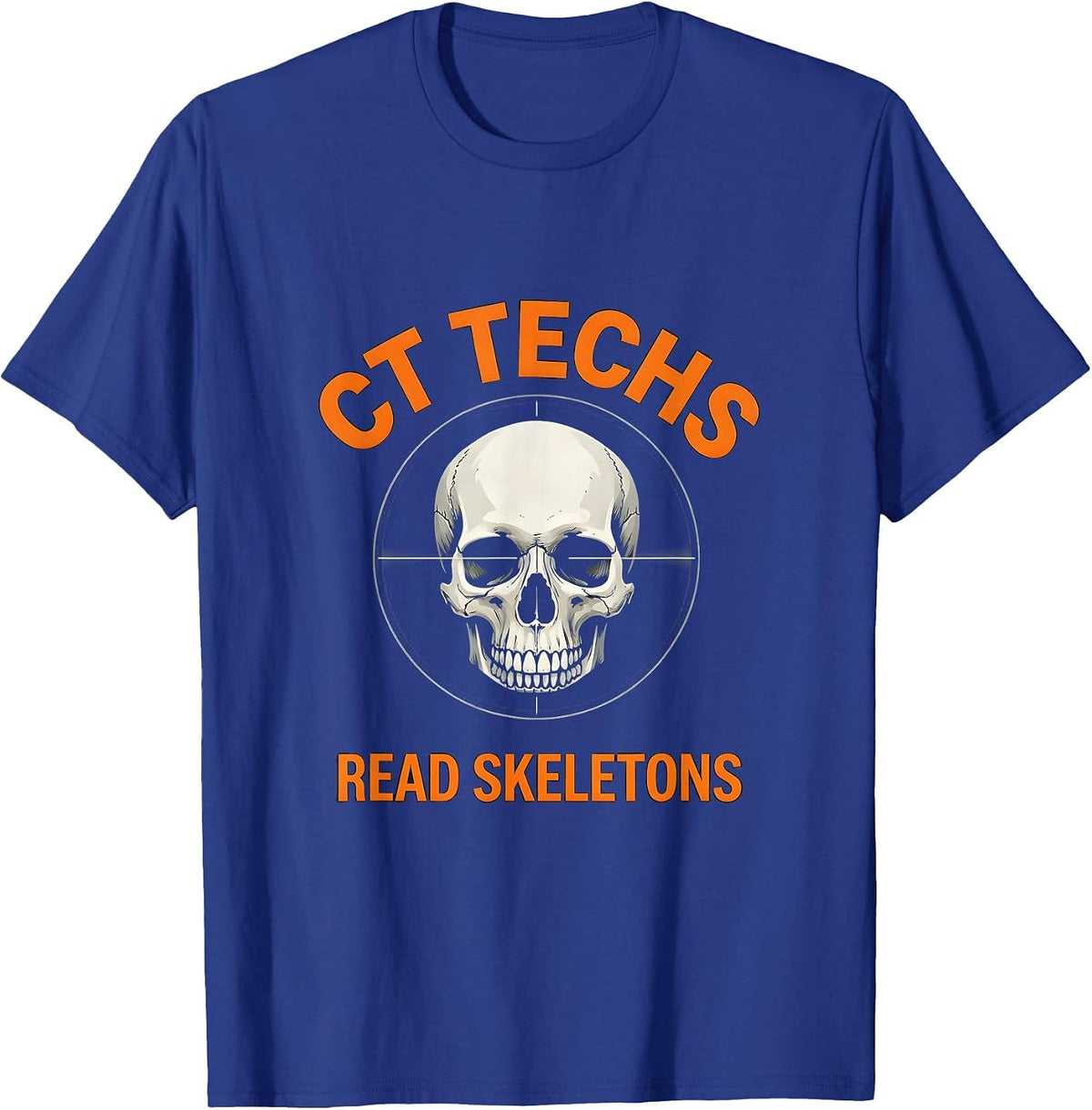 CT Techs Read Skeletons Minimalist Radiology Tech Halloween T-Shirt - Royal Blue