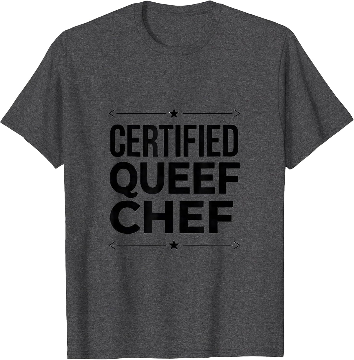 Men's Certified Queef Chef Funny Crude Adult Novelty Humor T-Shirt - Dark Heather Grey