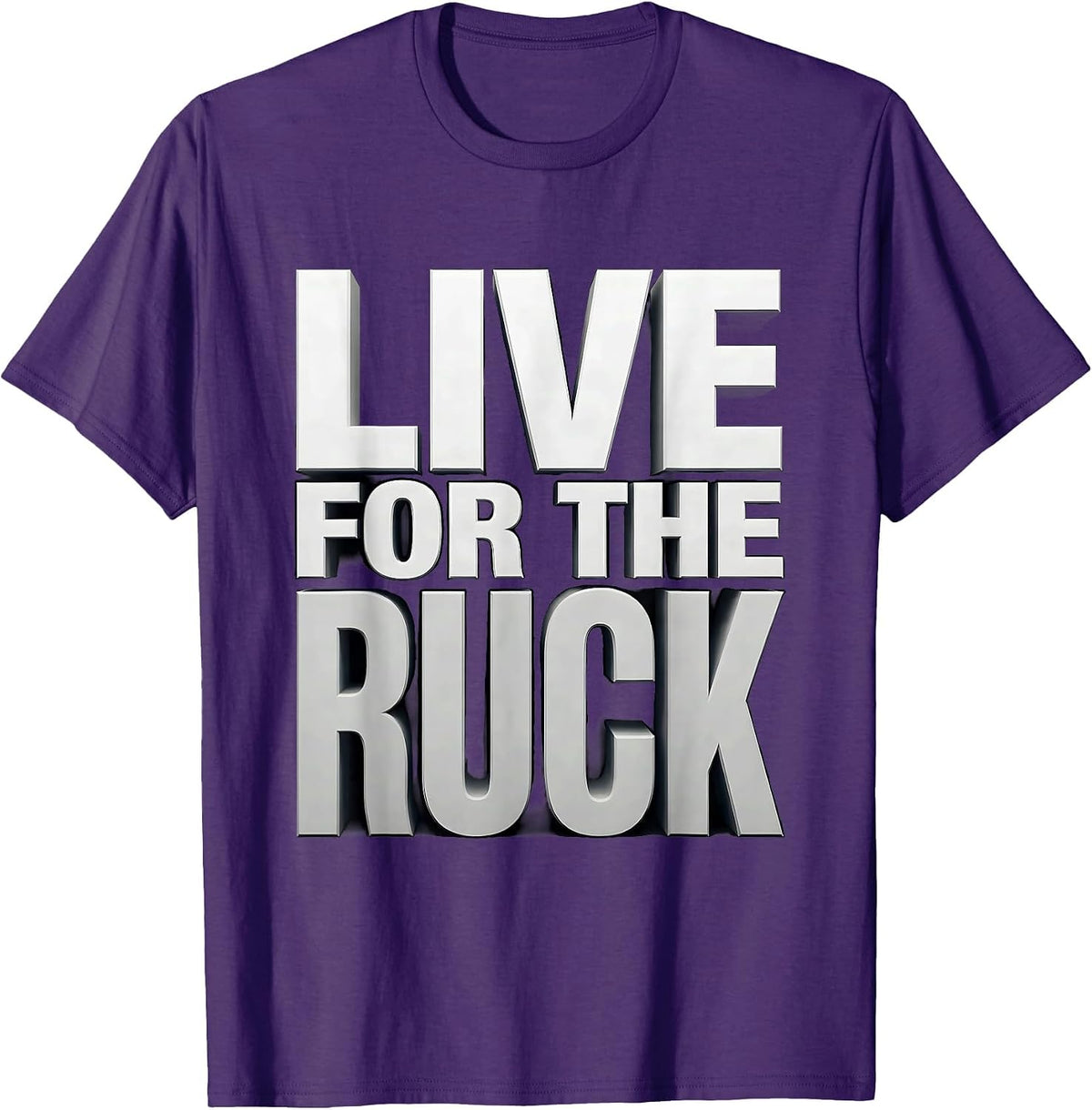 Live for the Ruck Rugby Graphic Design T-Shirt - Purple